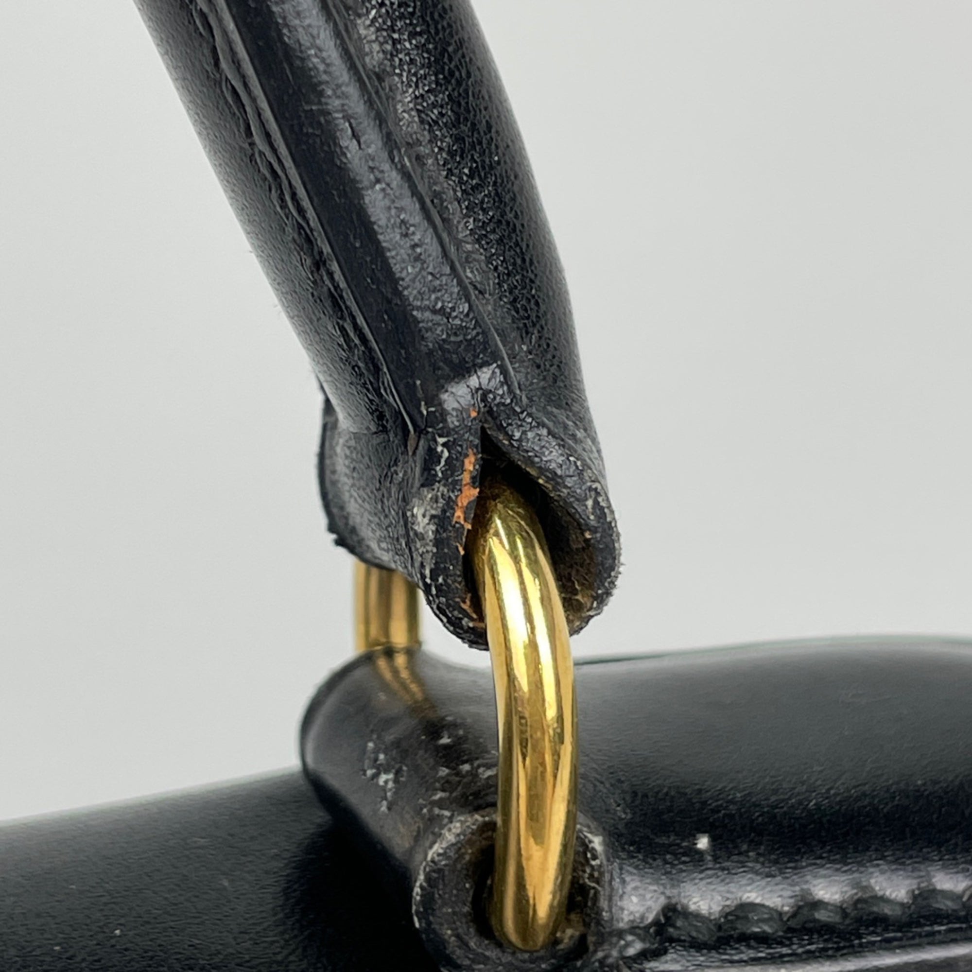 Hermes Black Box Calf Leather Handbag (Pre-Owned)