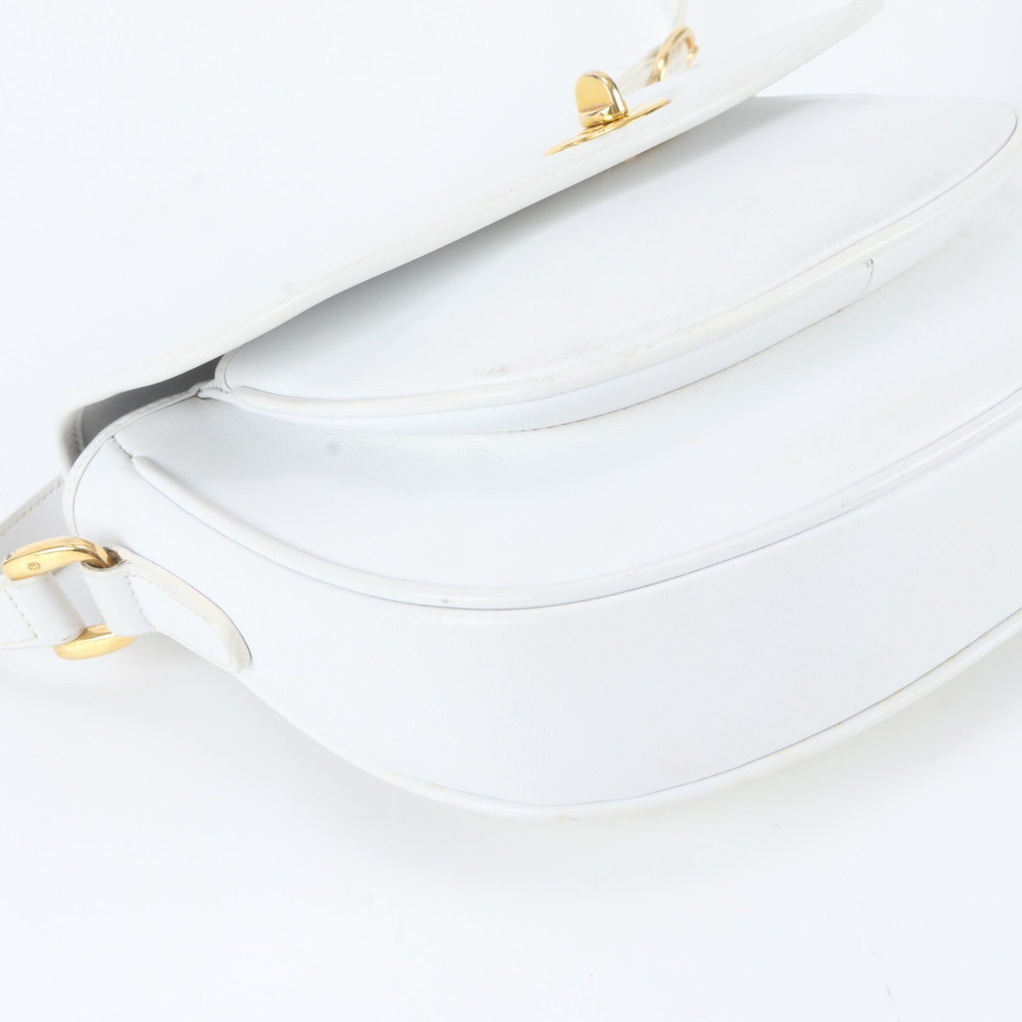 Gucci White Leather Crossbody Bag Handbag Shoulder Bag Tote Bag (Pre-Owned)