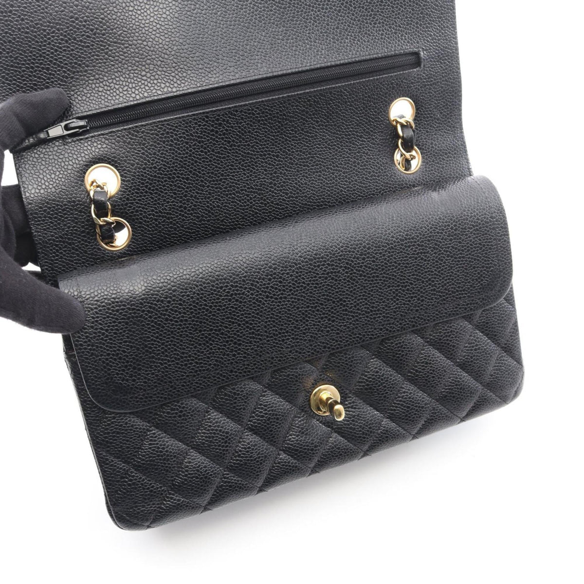 Chanel Black Grained Calfskin Handbag Shoulder Bag (Pre-Owned)