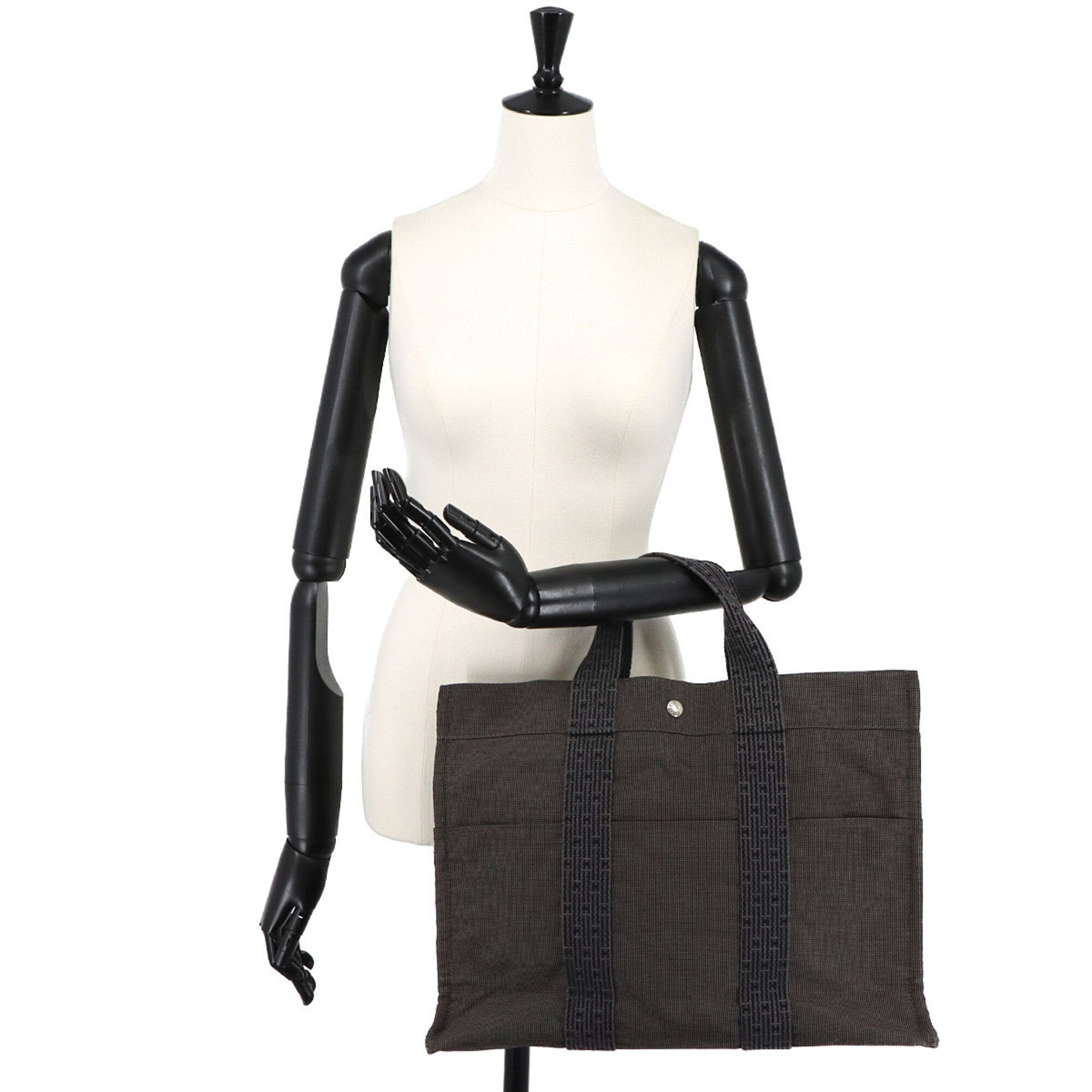 Hermes Gray Canvas Handbag Tote Bag (Pre-Owned)