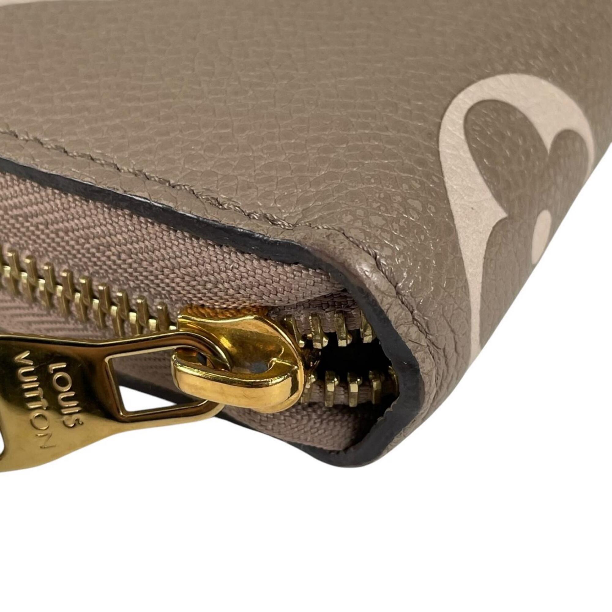 Louis Vuitton Monogram Beige Leather Long Wallet (Bi-Fold) (Pre-Owned)