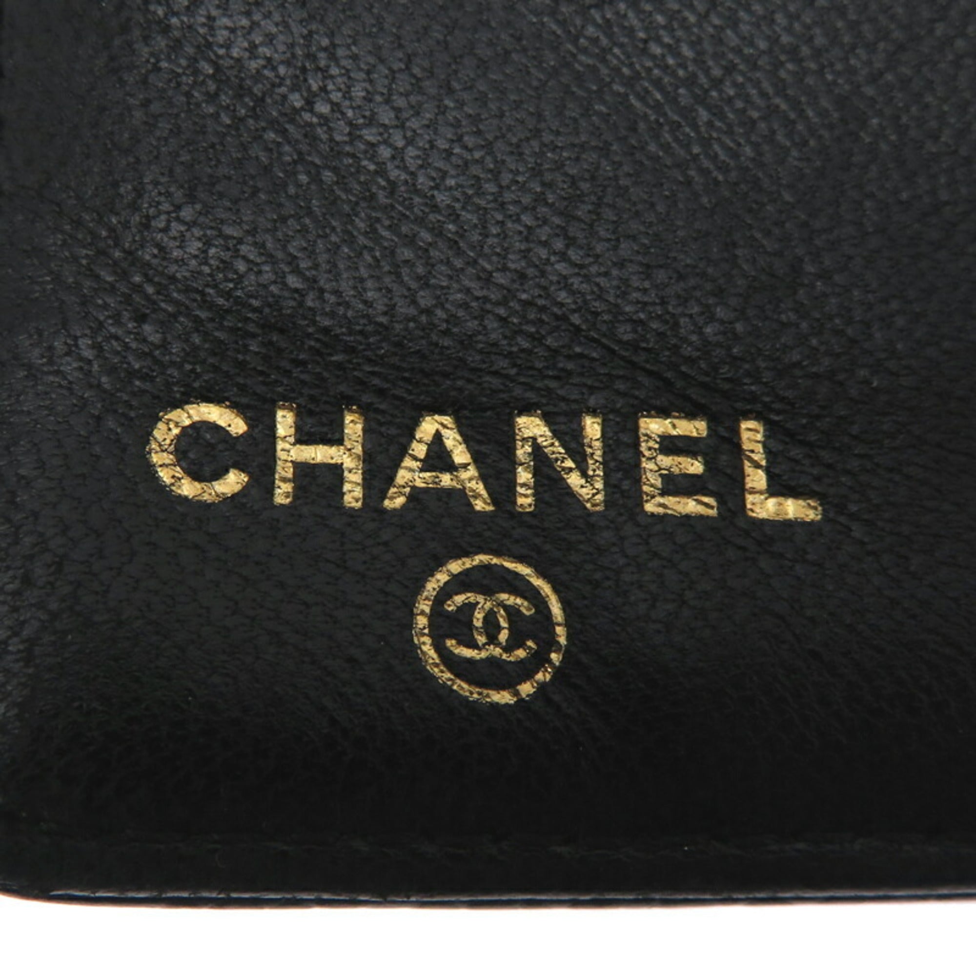 Chanel Black Grained Calfskin Long Wallet (Bi-Fold) (Pre-Owned)