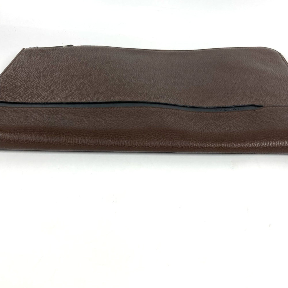 Bvlgari Black Brown Leather Clutch Bag (Pre-Owned)