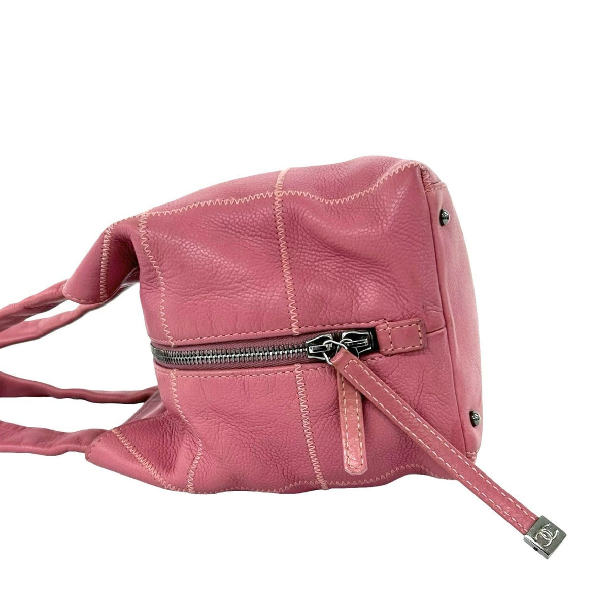 Chanel Pink Grained Calfskin Boston Bag Handbag (Pre-Owned)