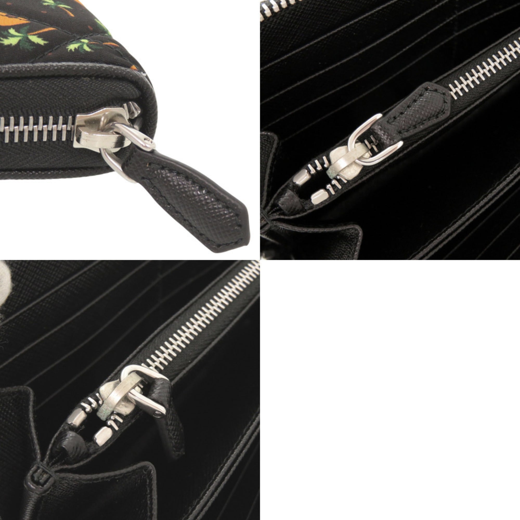 Prada Black Multi-Color Nylon Leather Saffiano Long Wallet (Bi-Fold) (Pre-Owned)