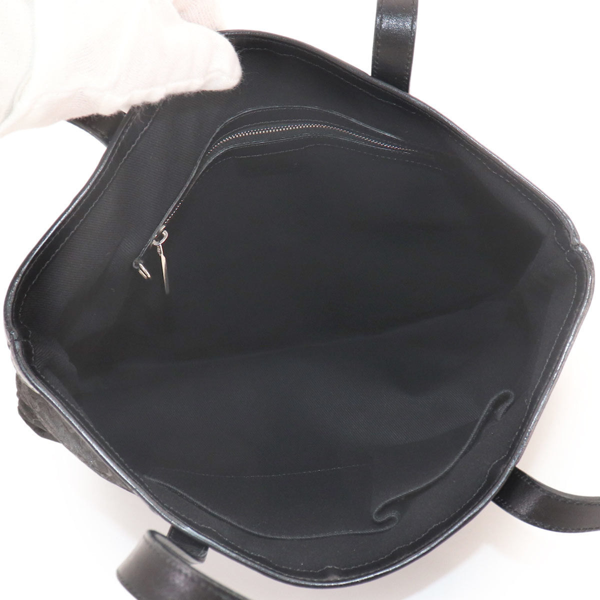 Celine Black Canvas Leather Handbag Tote Bag (Pre-Owned)