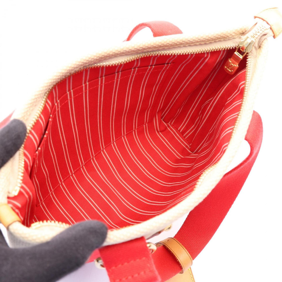 Louis Vuitton Antigua Beige Red Color Canvas Cuir Ombre Leather Handbag Tote Bag (Pre-Owned)