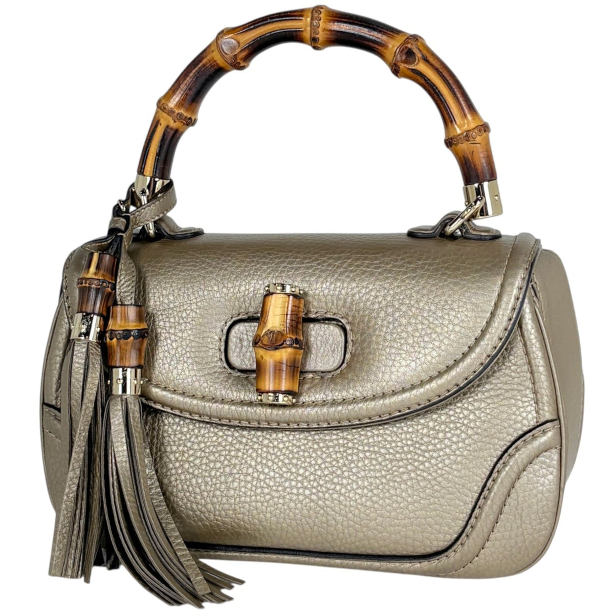 Gucci Champagne Gold Leather Handbag (Pre-Owned)