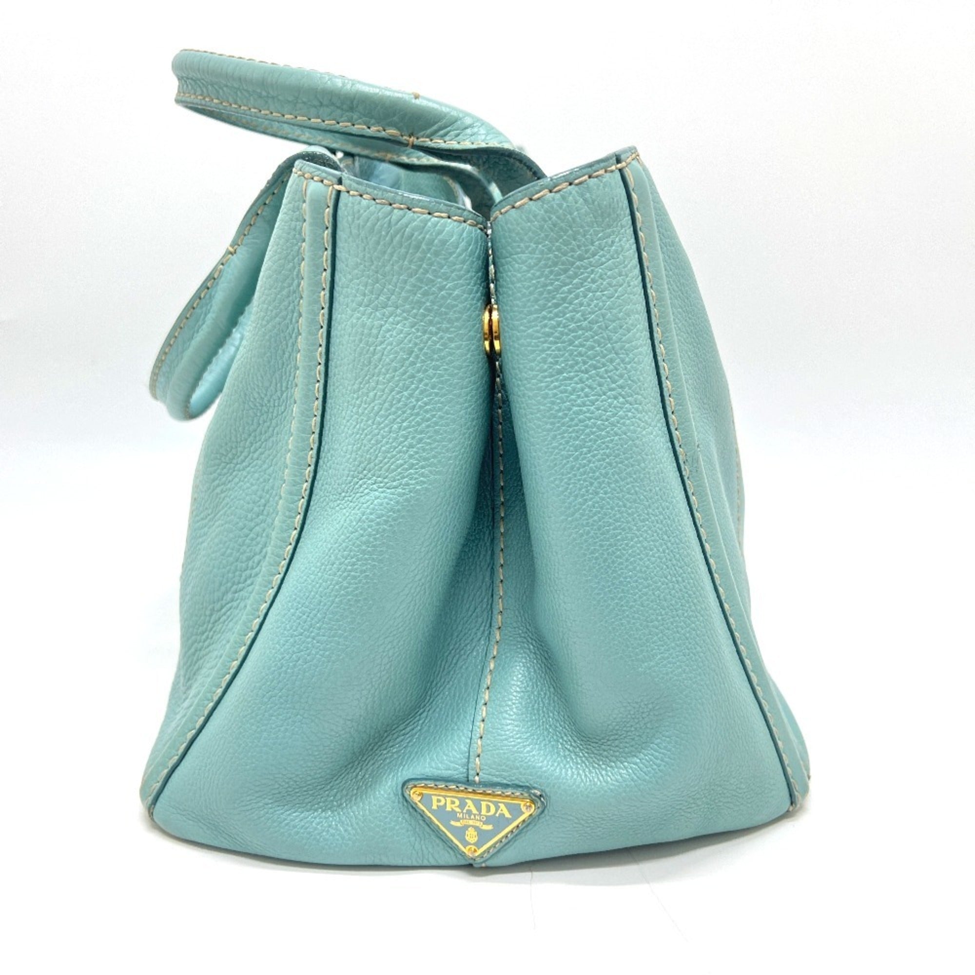 Prada Blue Canapa Handbag Tote Bag (Pre-Owned)