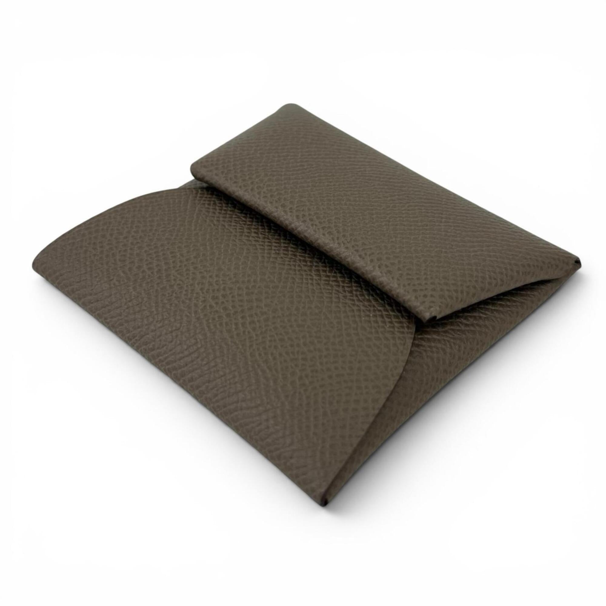 Hermes Etoupe Gray Epsom Leather Coin Purse/Coin Case (Pre-Owned)