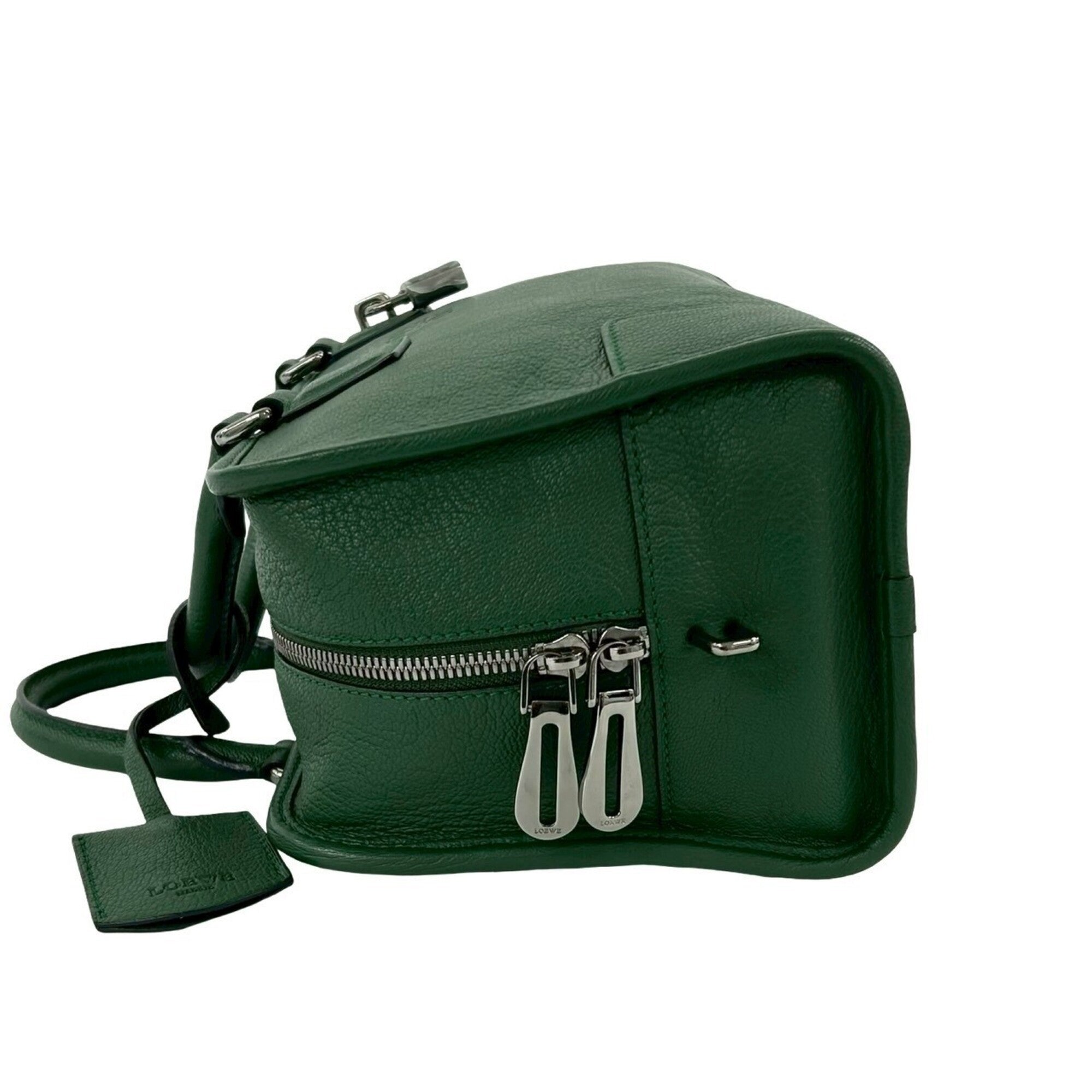 Loewe Green Leather Boston Bag Handbag (Pre-Owned)