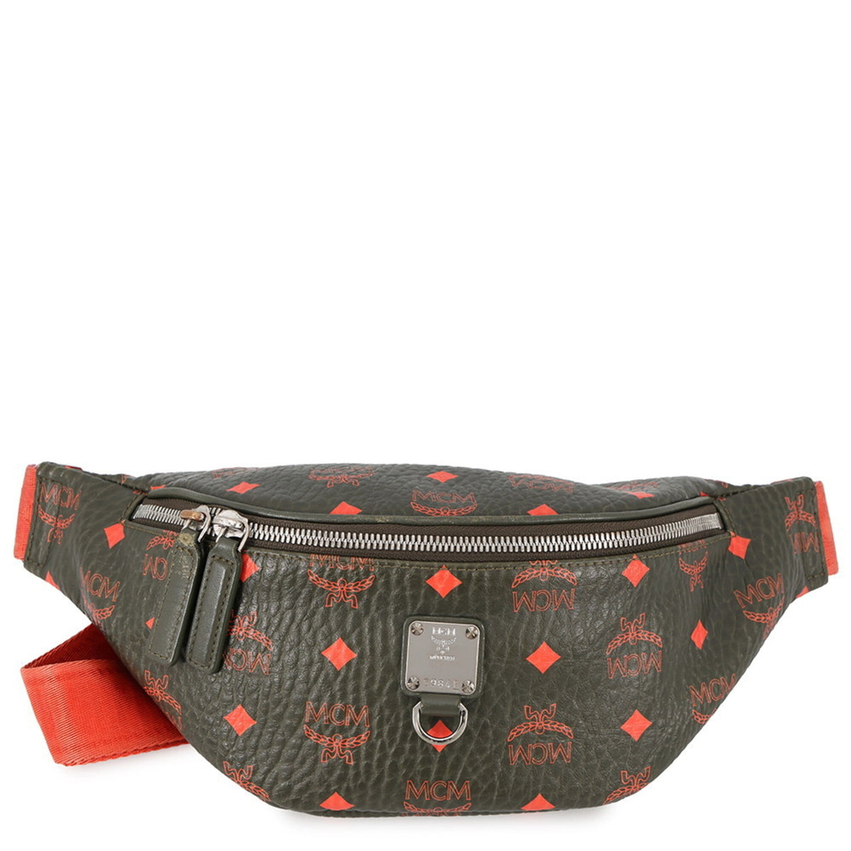 Mcm Visetos Khaki Orange Pvc Sling Bag (Pre-Owned)