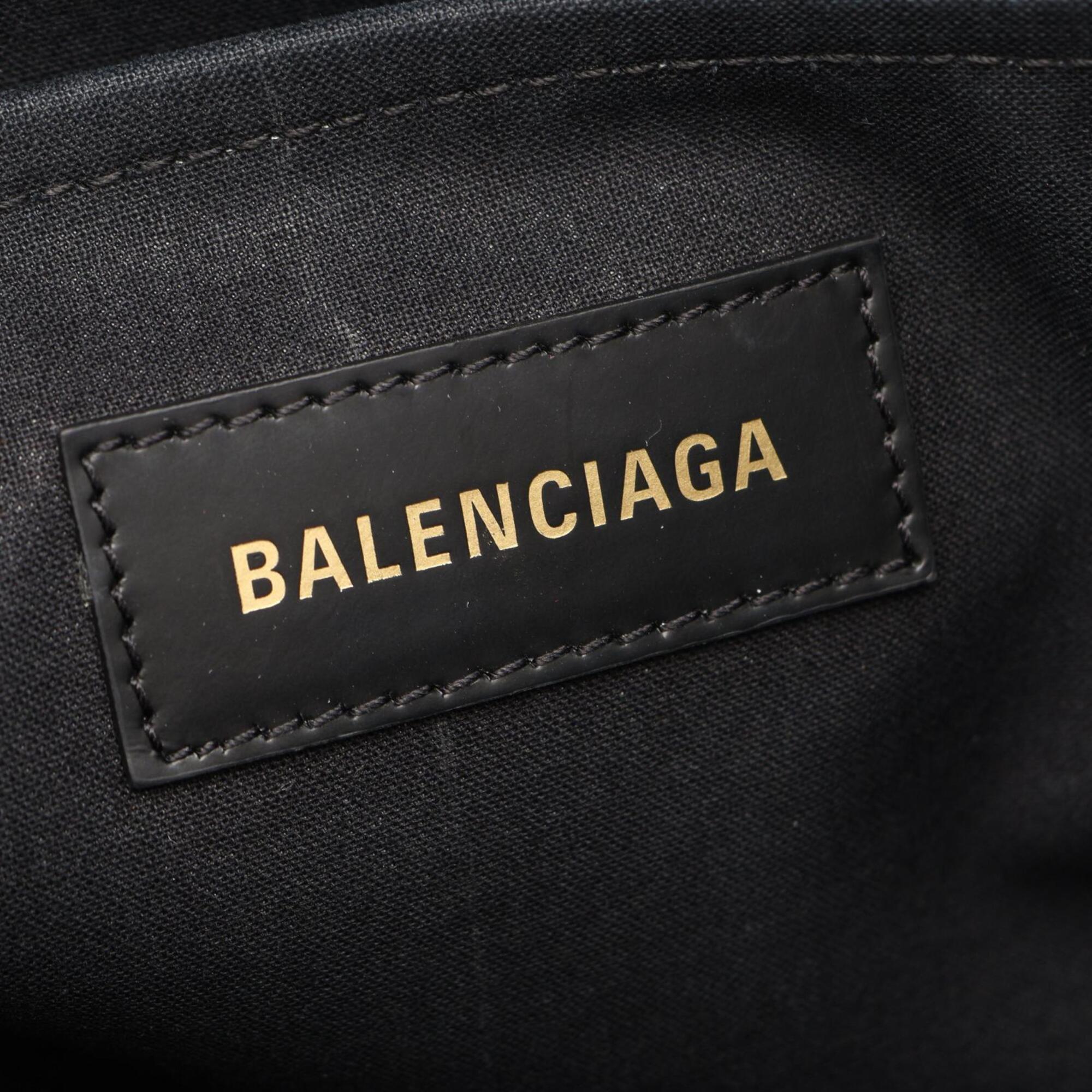 Balenciaga Black White Canvas Leather Handbag Tote Bag (Pre-Owned)