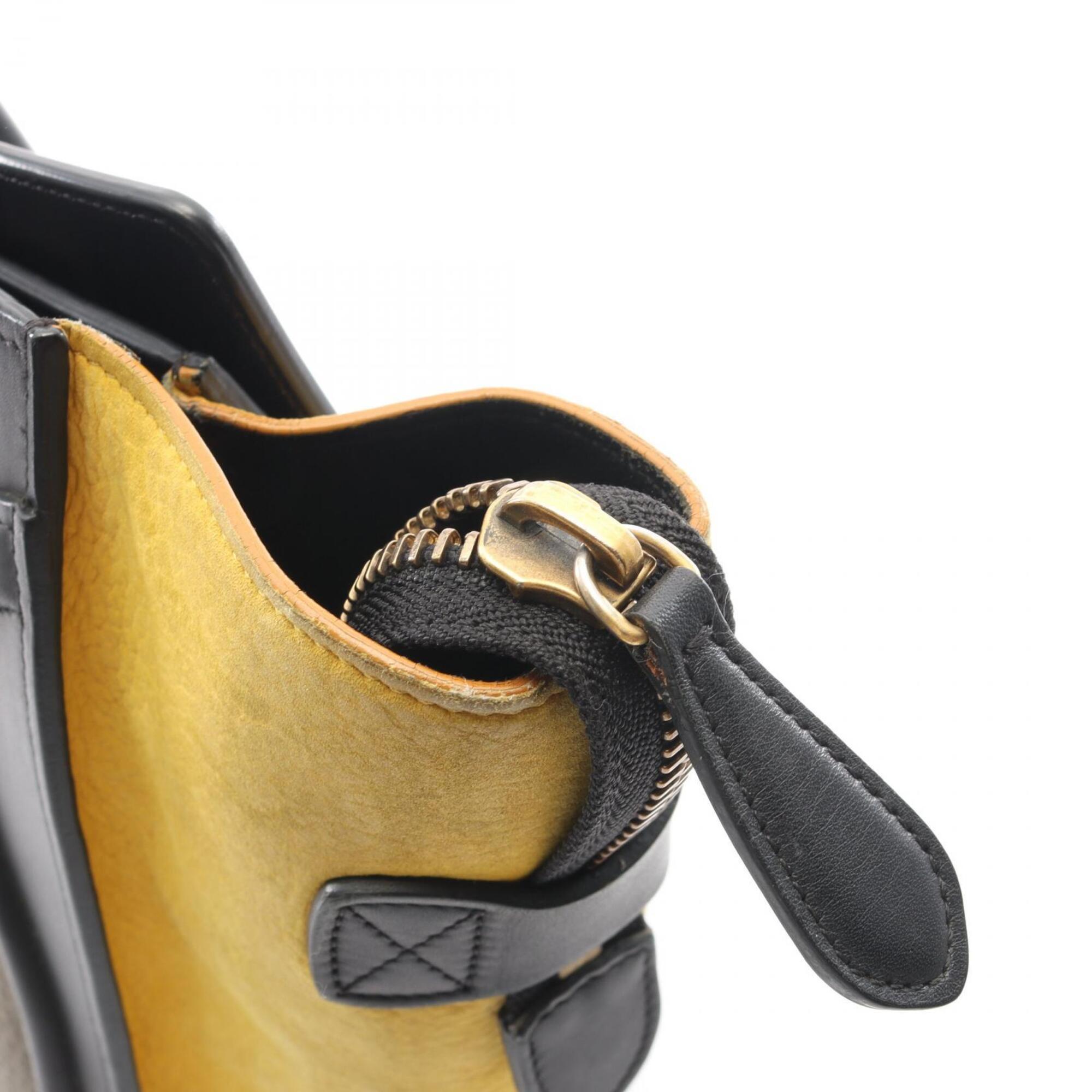 Celine Black Gray Yellow Leather Suede Handbag Tote Bag (Pre-Owned)
