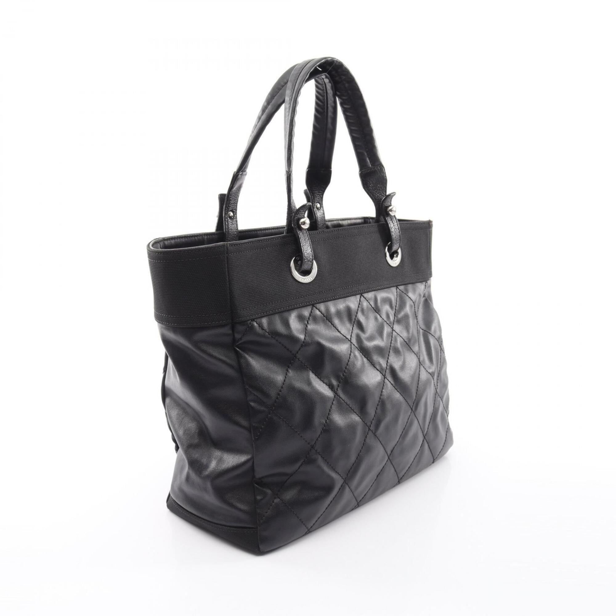 Chanel Black Coated Canvas Pvc Leather Handbag Tote Bag (Pre-Owned)