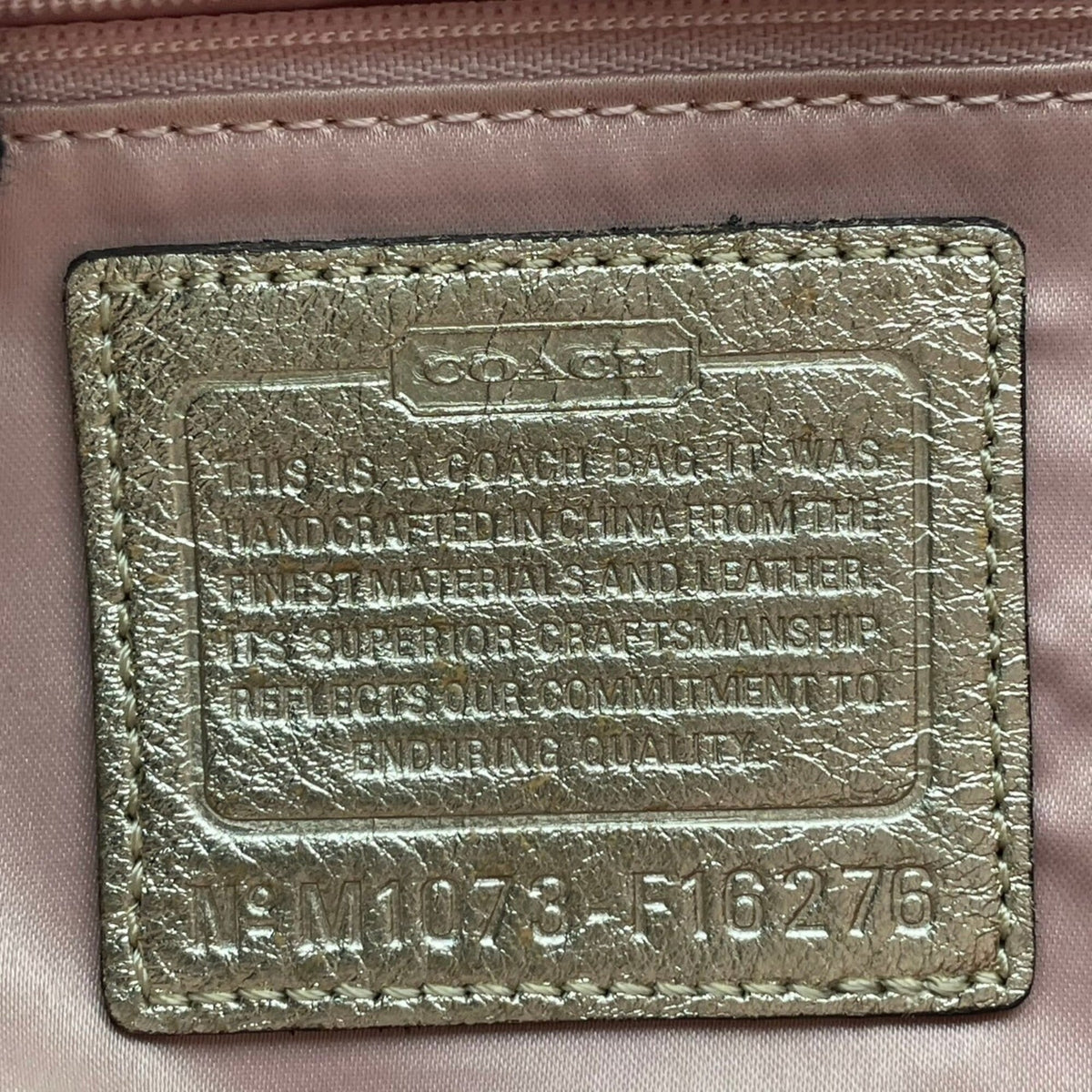 Coach Beige Gold Canvas Leather Handbag Tote Bag (Pre-Owned)