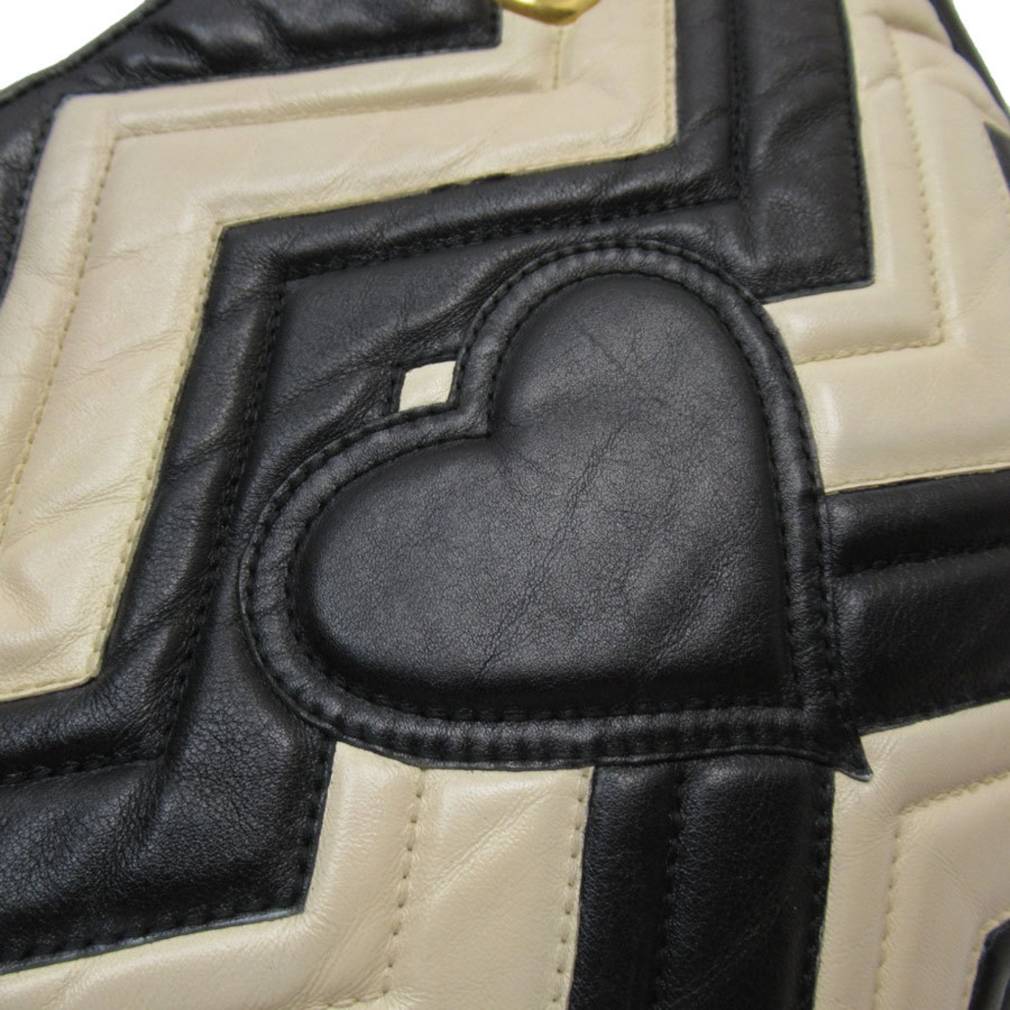 Gucci Black Light Beige Leather Shoulder Bag (Pre-Owned)