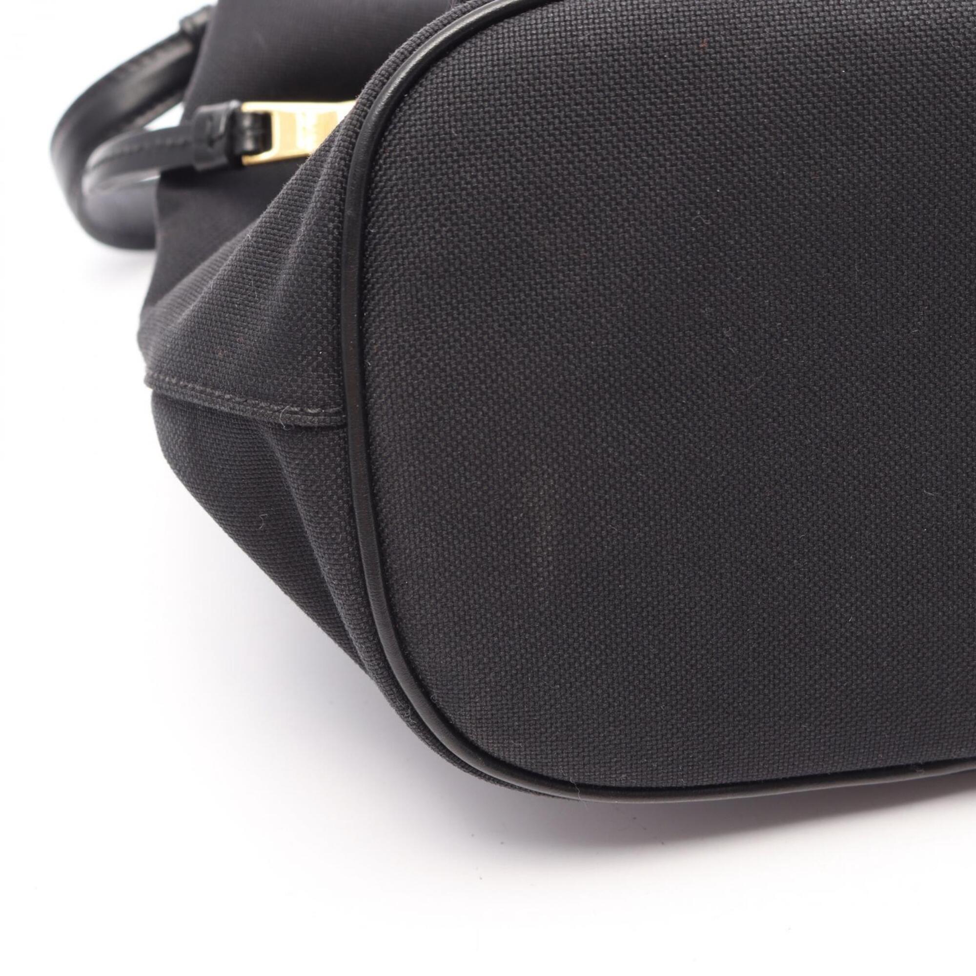 Prada Black Canvas Leather Handbag (Pre-Owned)