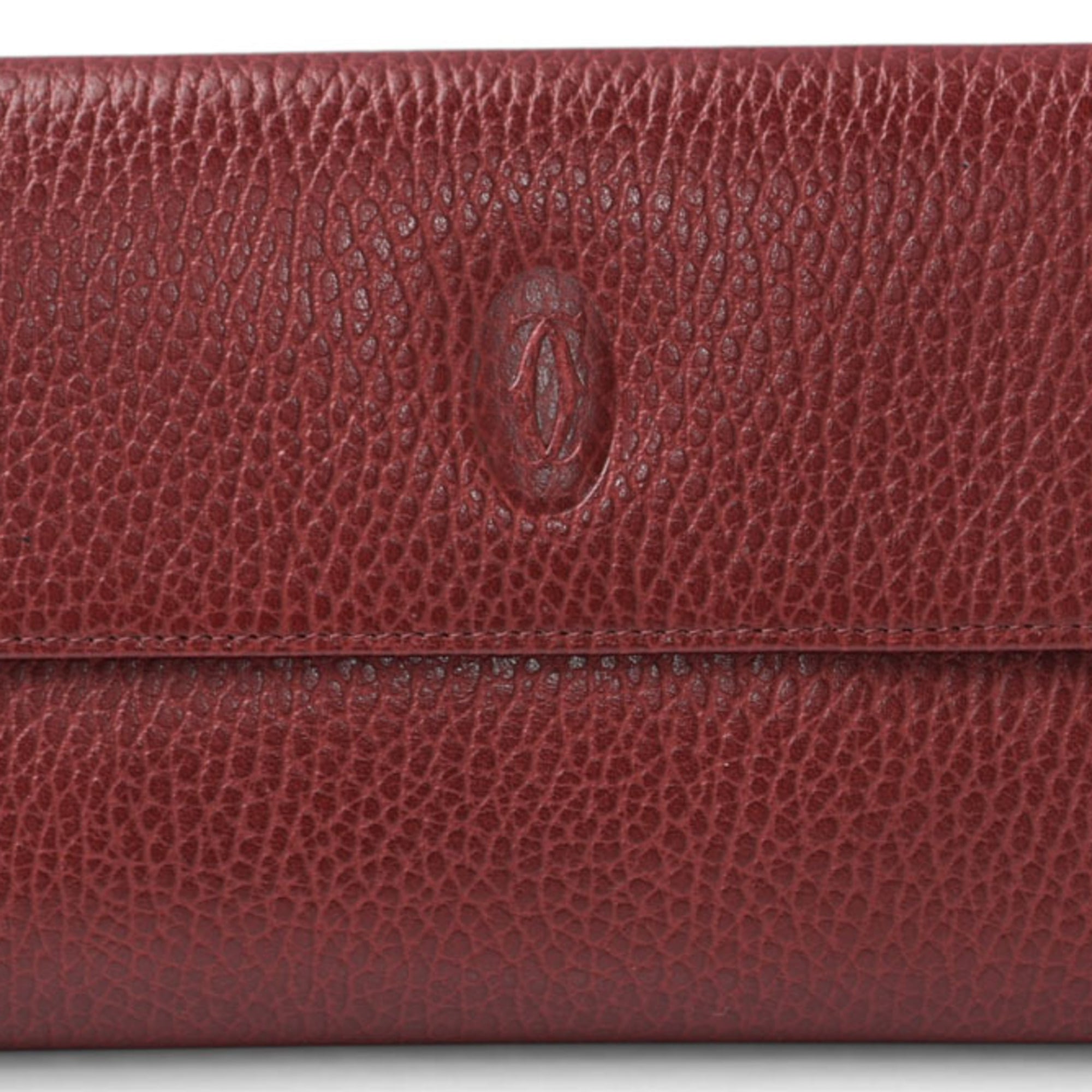 Cartier Bordeaux Leather Wallet (Tri-Fold) (Pre-Owned)