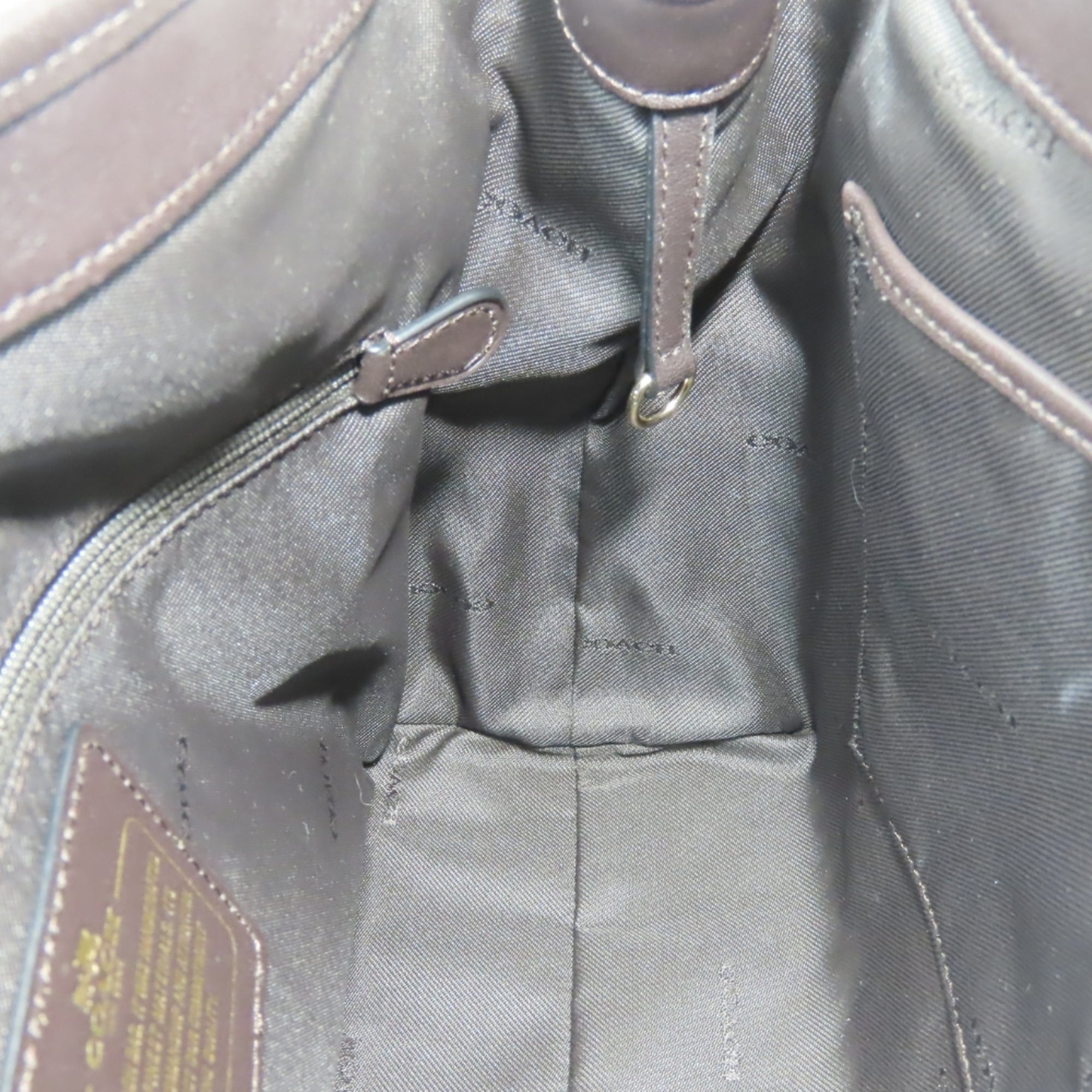 Coach Signature Beige Dark Brown Canvas Leather Tote Bag (Pre-Owned)
