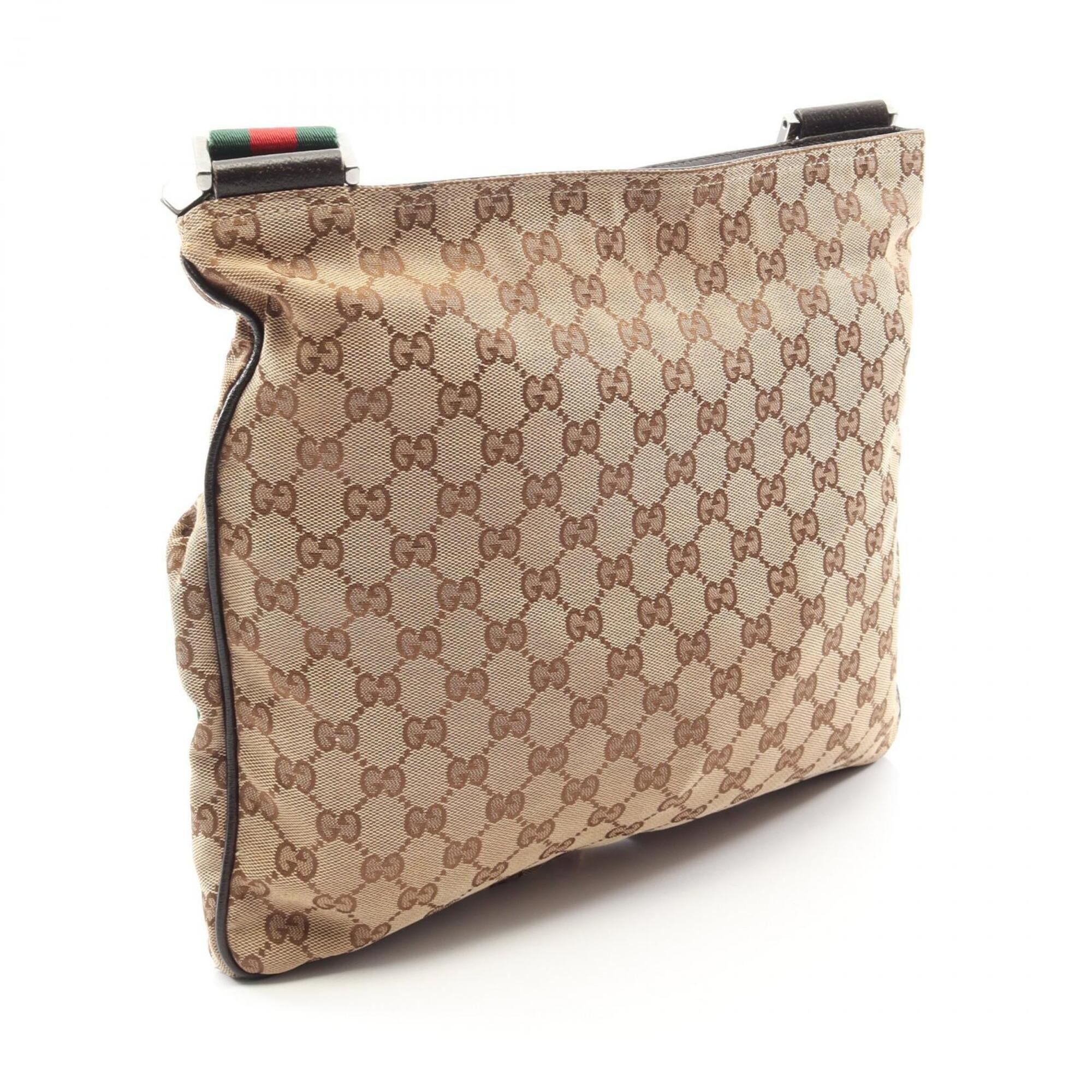 Gucci Beige Brown Multi-Color Canvas Leather Handbag Shoulder Bag (Pre-Owned)