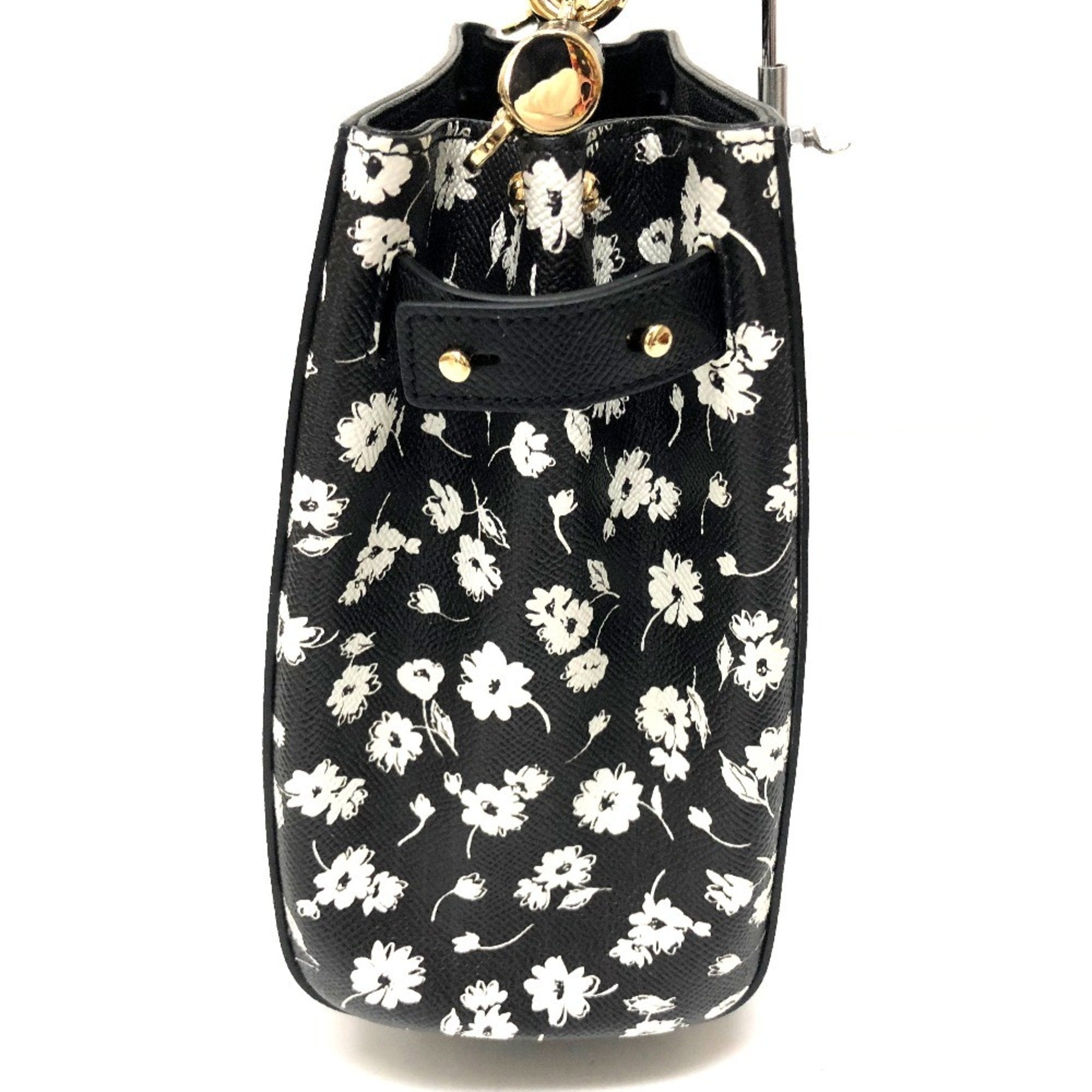 Dolce & Gabbana Black White Leather Handbag Shoulder Bag Tote Bag (Pre-Owned)