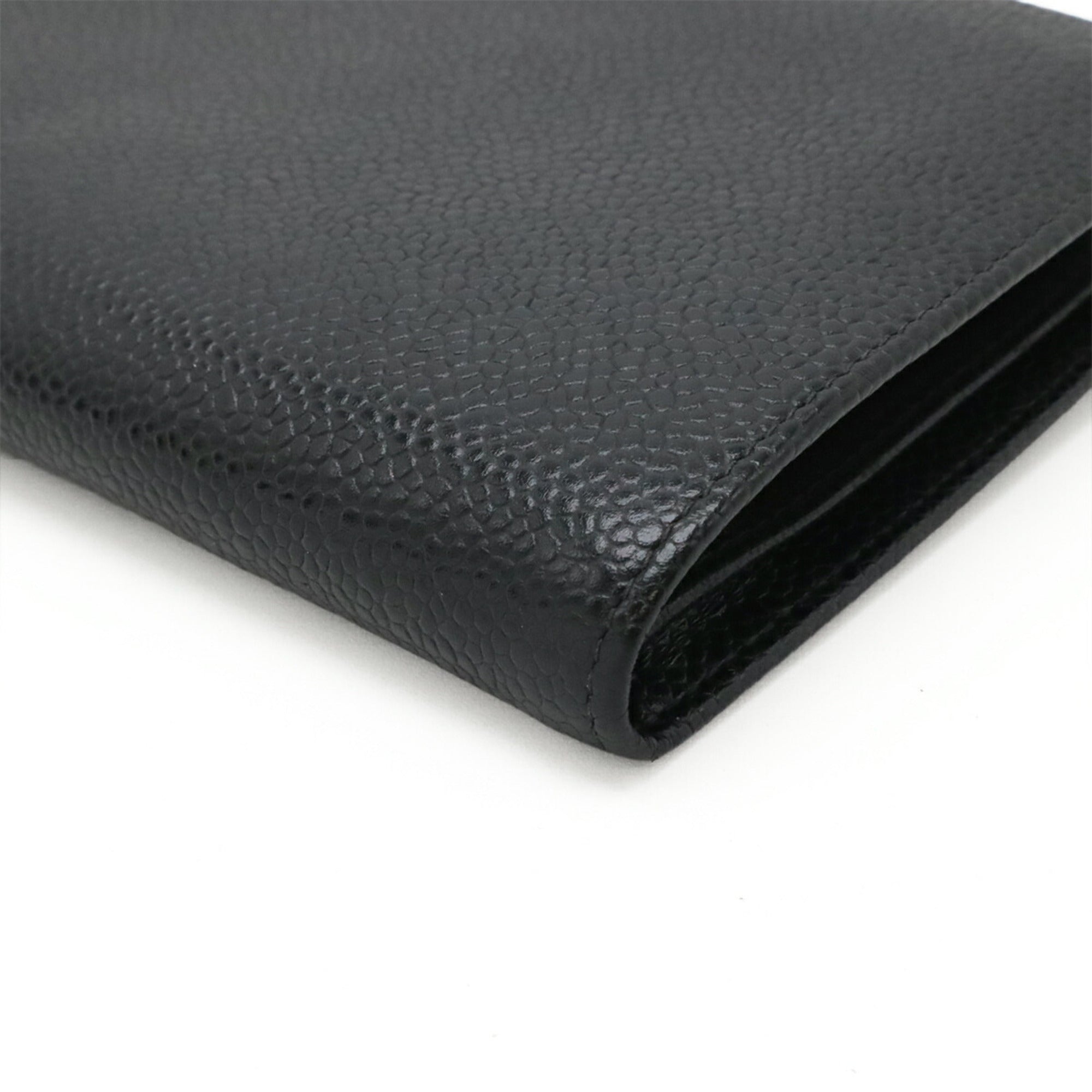 Chanel Black Grained Calfskin Long Wallet (Bi-Fold) (Pre-Owned)