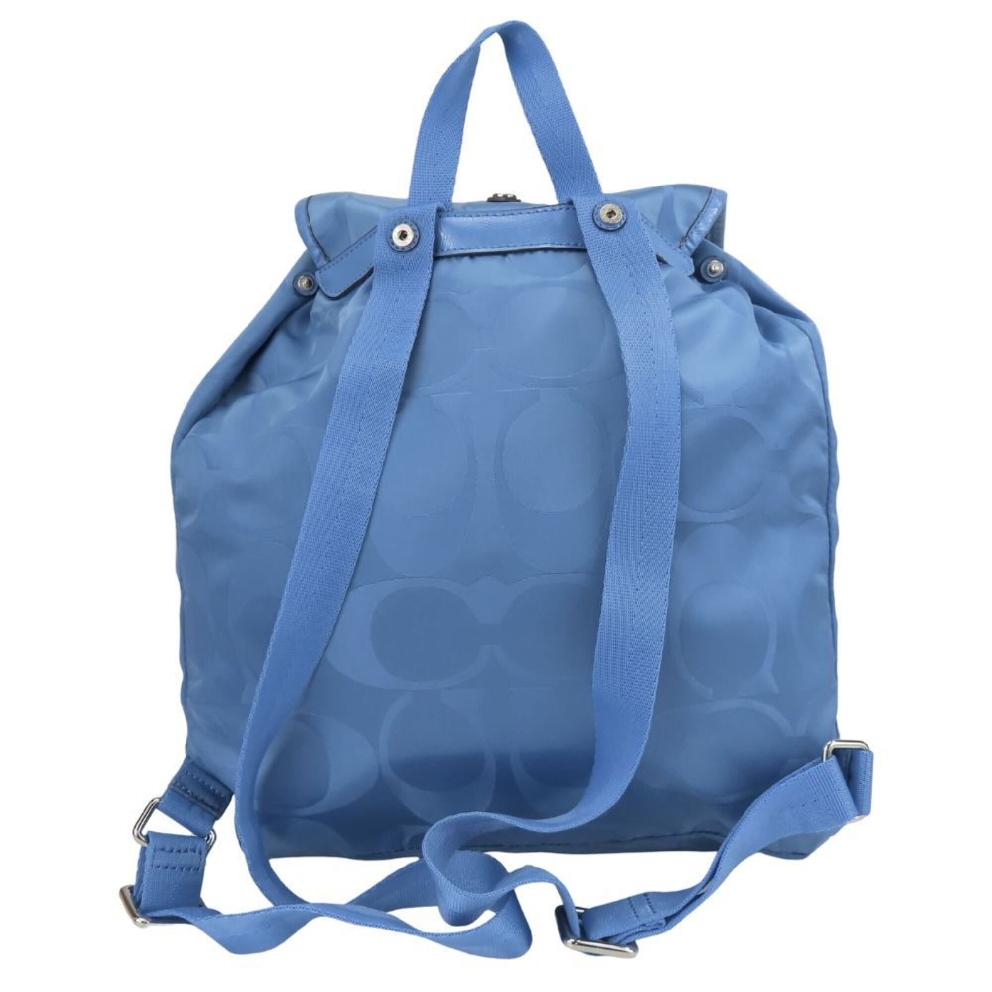 Coach Signature Blue Nylon Leather Backpack (Pre-Owned)