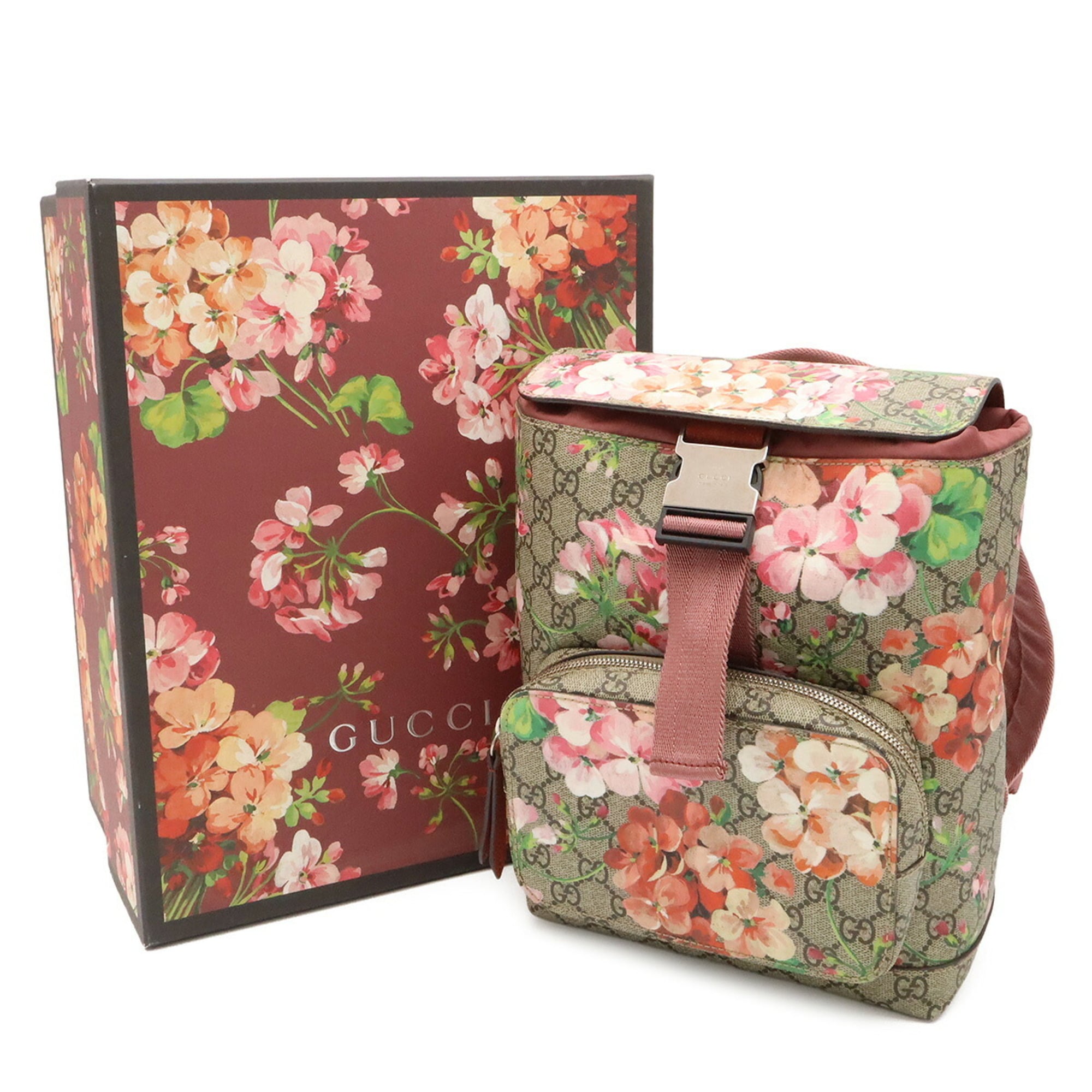 Gucci Beige Pink Multi-Color Pink Gg Supreme Backpack (Pre-Owned)