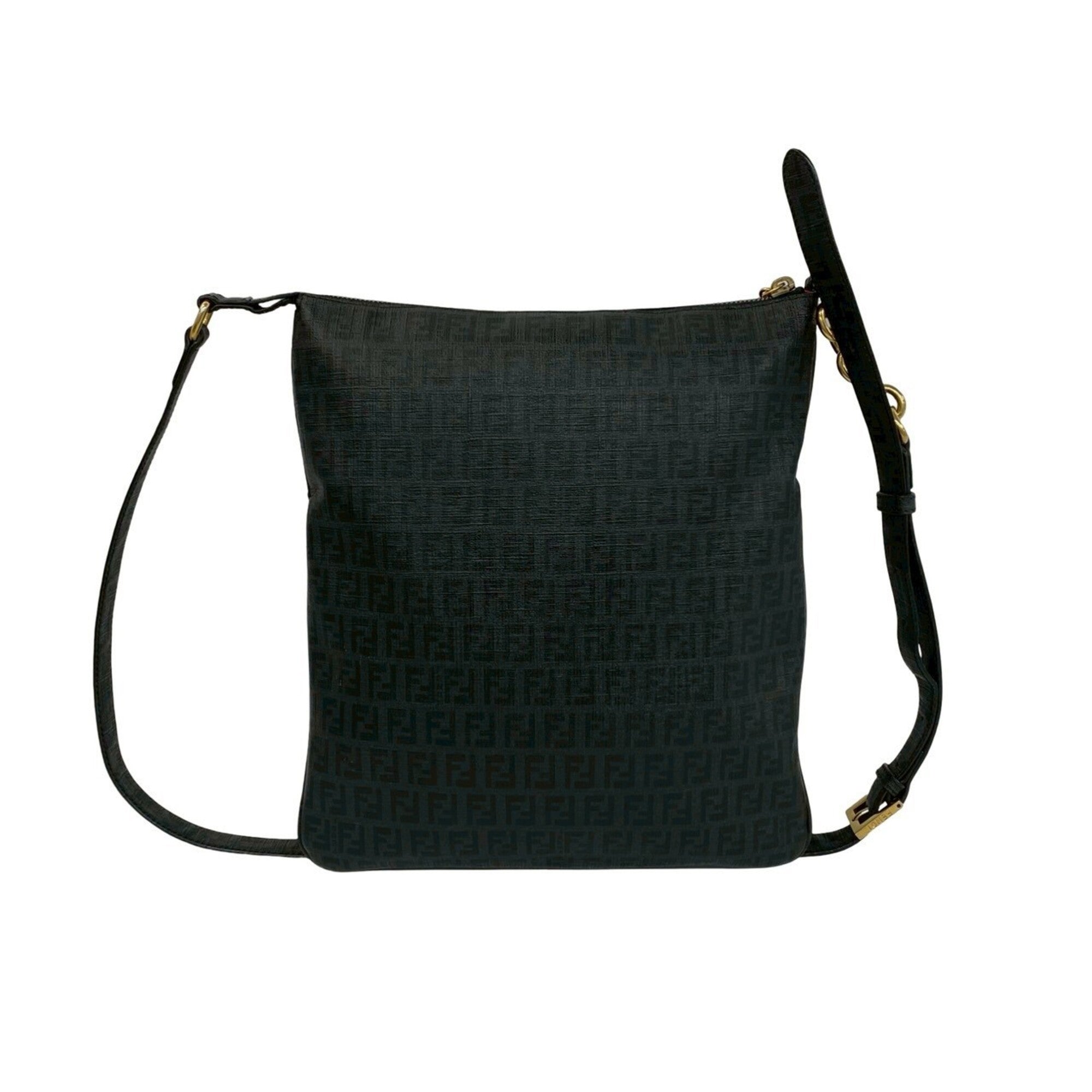 Fendi Black Leather Pvc Shoulder Bag Sling Bag (Pre-Owned)