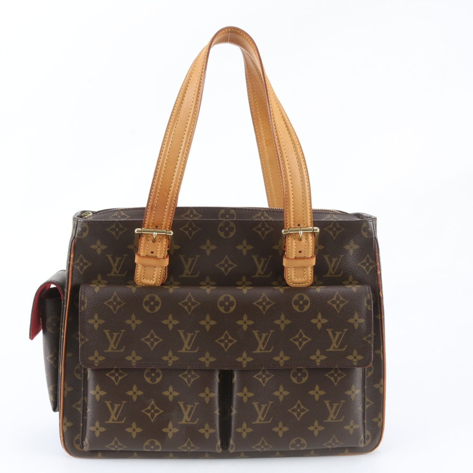 Louis Vuitton Brown Leather Coated Canvas Shoulder Bag Tote Bag (Pre-Owned)