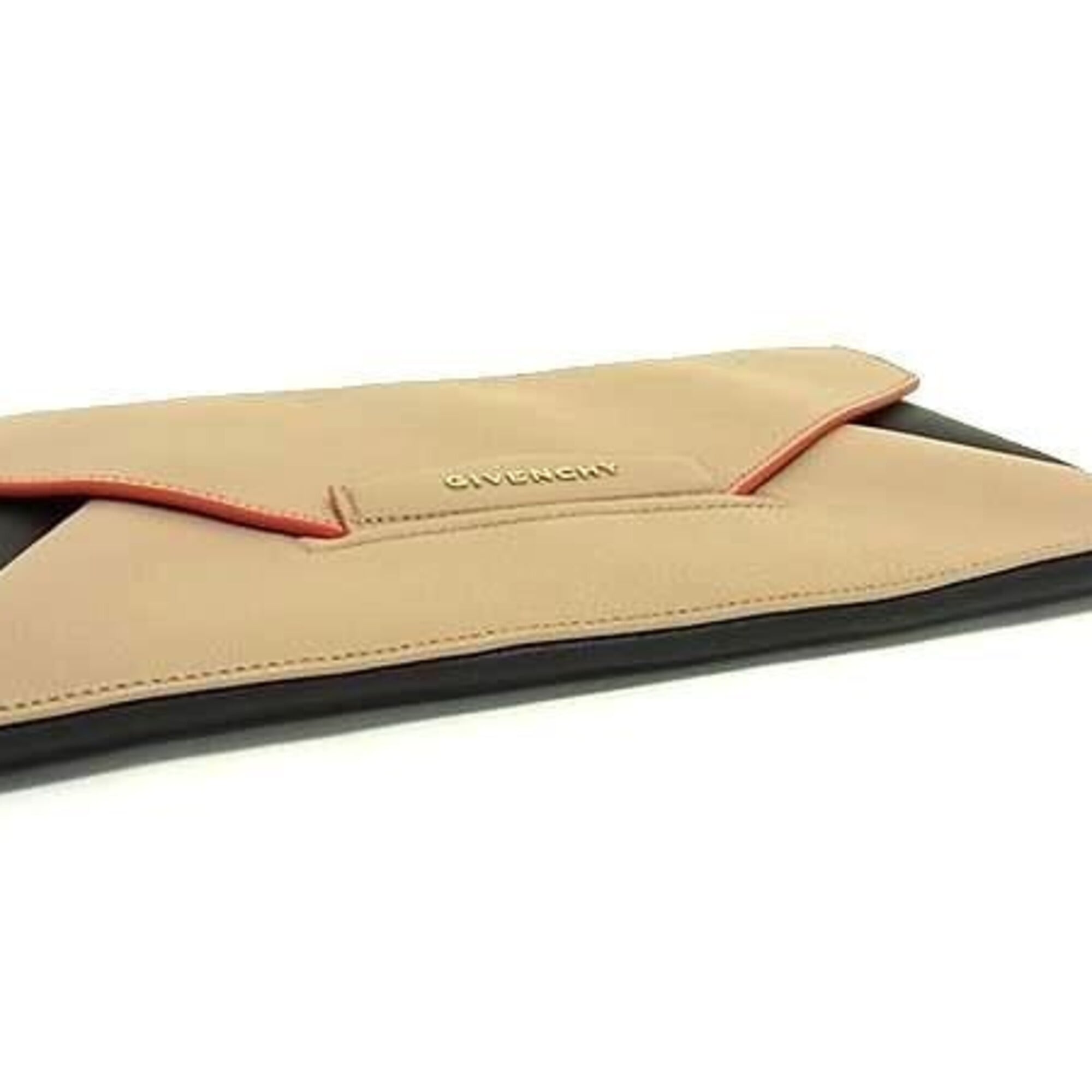 Givenchy Beige Black Leather Clutch Bag (Pre-Owned)