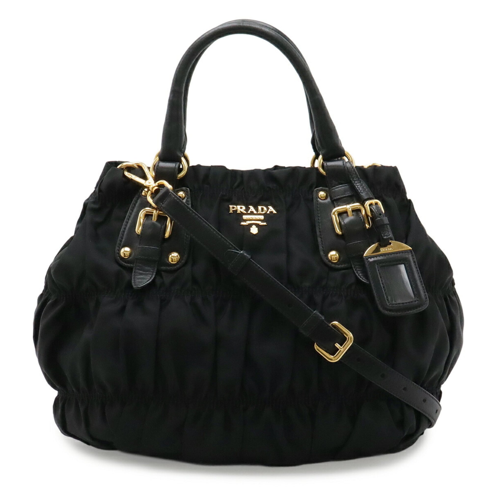 Prada Black Nero Tessuto Handbag Shoulder Bag Tote Bag (Pre-Owned)