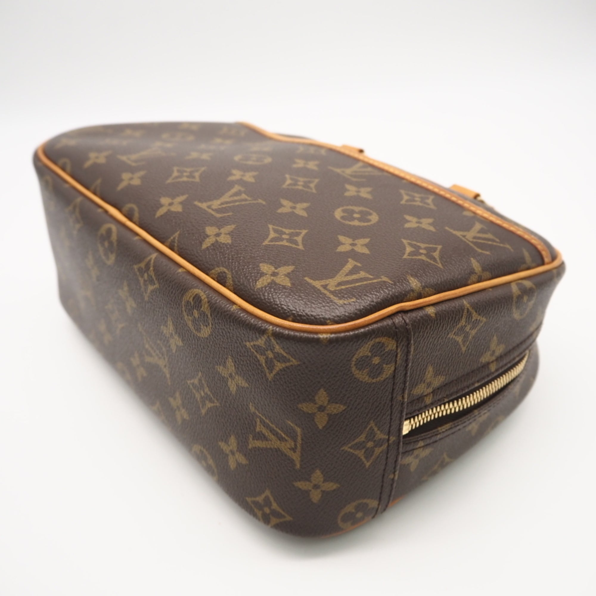 Louis Vuitton Monogram Beige Brown Coated Canvas Leather Handbag (Pre-Owned)