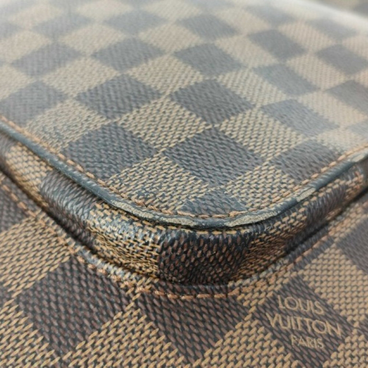 Louis Vuitton Brown Damier Canvas Ebene Leather Shoulder Bag (Pre-Owned)