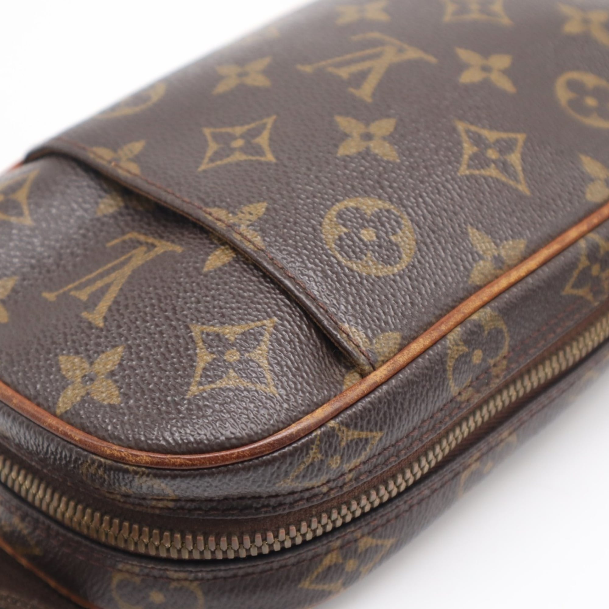Louis Vuitton Monogram Brown Coated Canvas Leather Pochette Shoulder Bag (Pre-Owned)