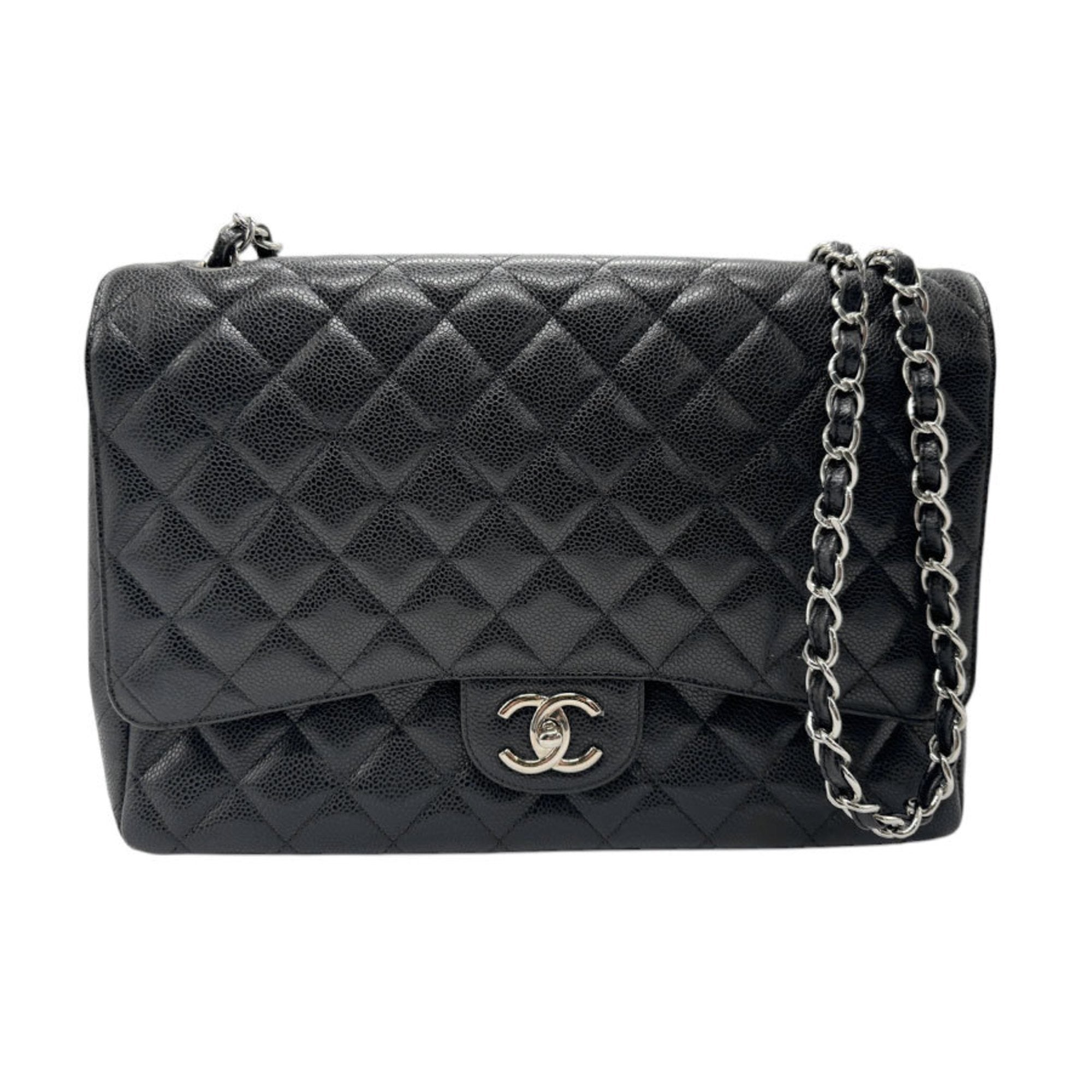 Chanel Black Caviar Leather Shoulder Bag (Pre-Owned)