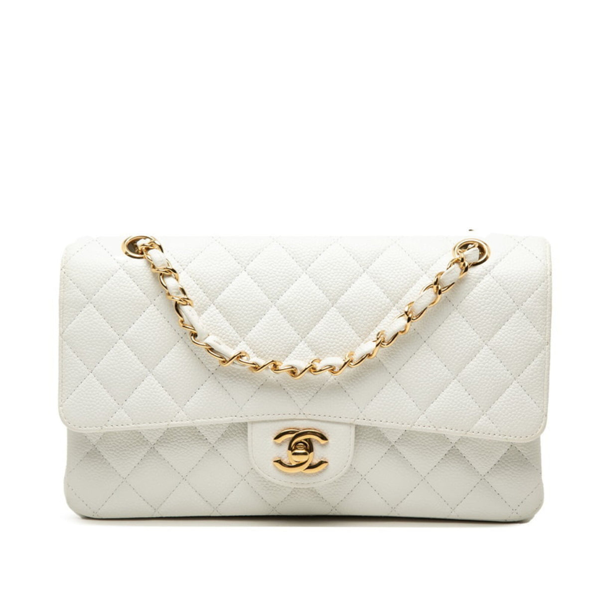 Chanel White Grained Calfskin Shoulder Bag (Pre-Owned)