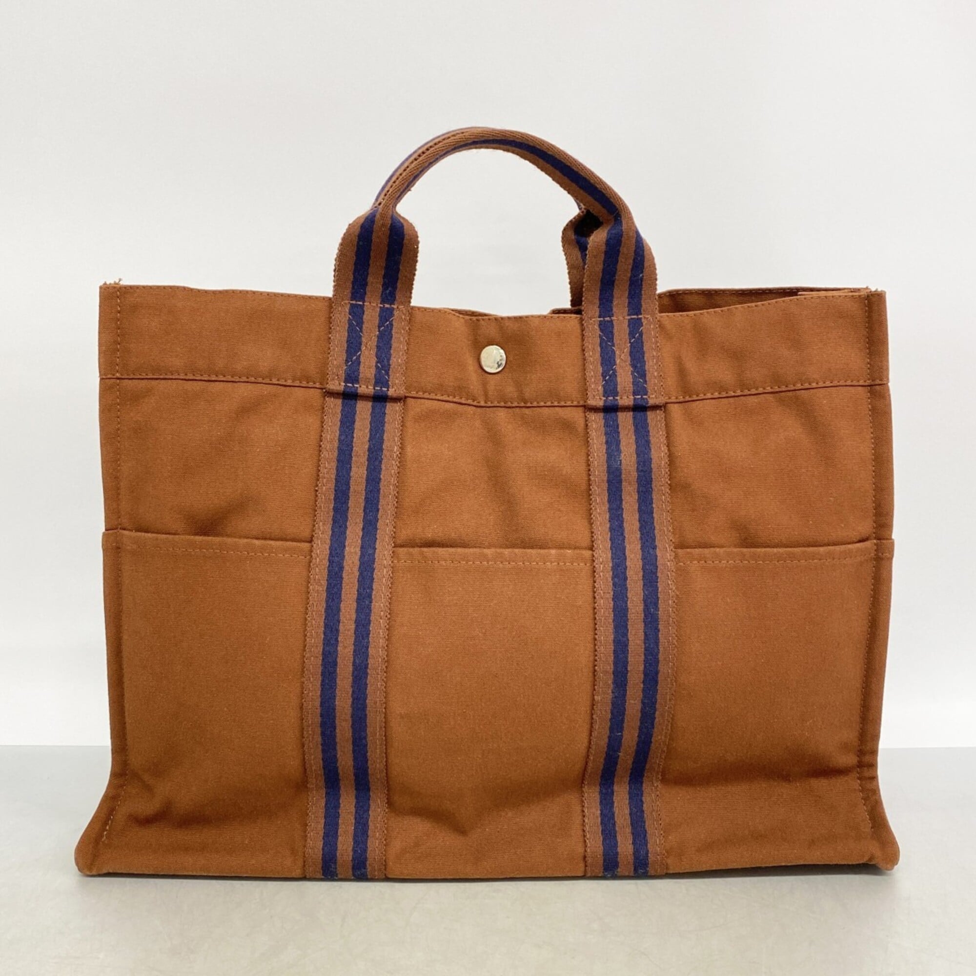 Hermes Brown Canvas Tote Bag (Pre-Owned)
