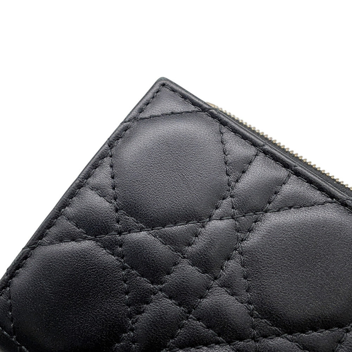 Christian Dior Lady Dior Black Leather Wallet (Bi-Fold) (Pre-Owned)