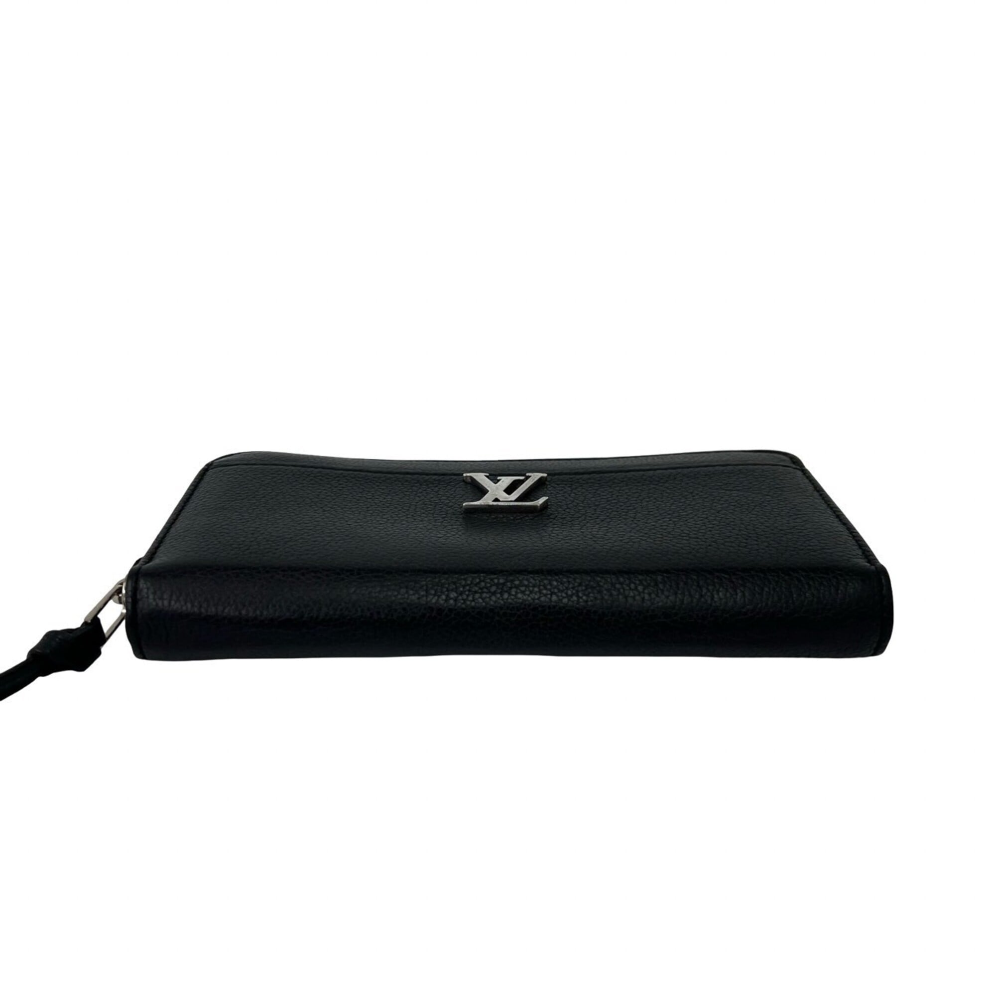 Louis Vuitton Black Leather Long Wallet (Bi-Fold) (Pre-Owned)