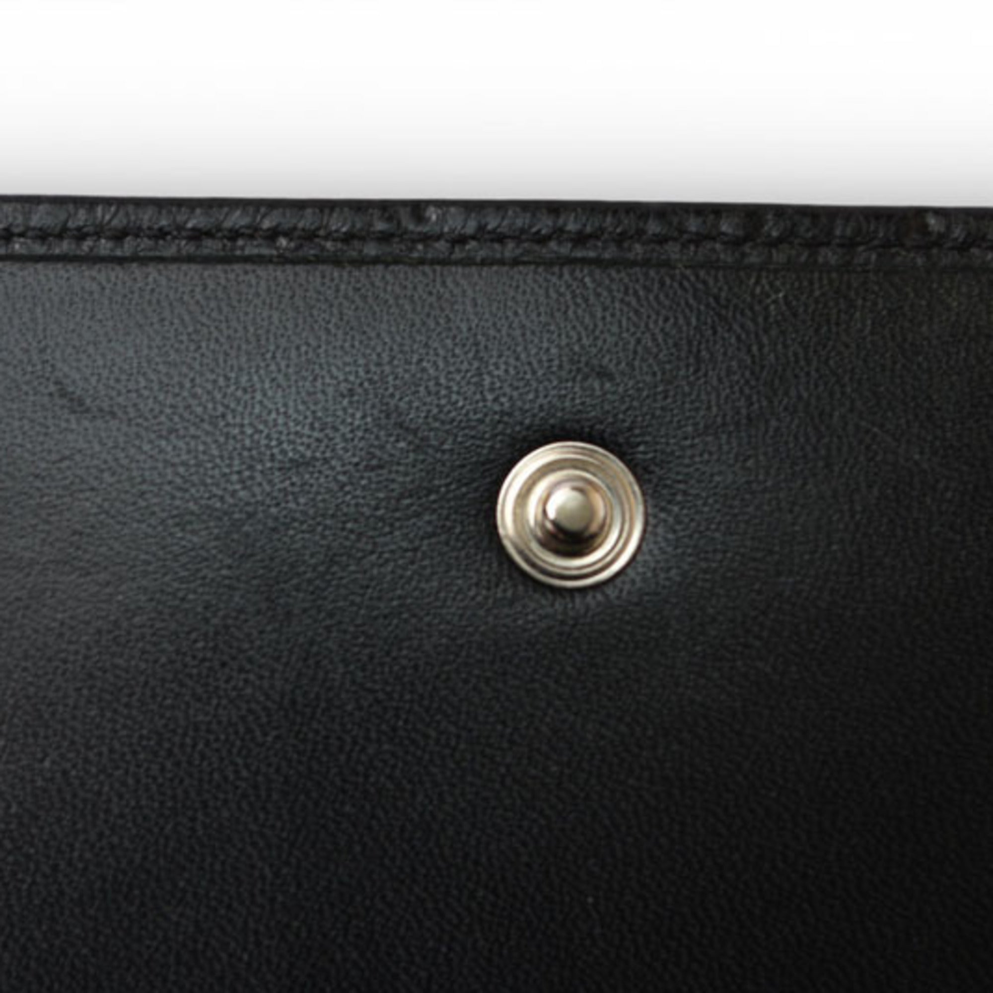 Jimmy Choo Black Leather Rhinestone Chain/Shoulder Wallet (Pre-Owned)