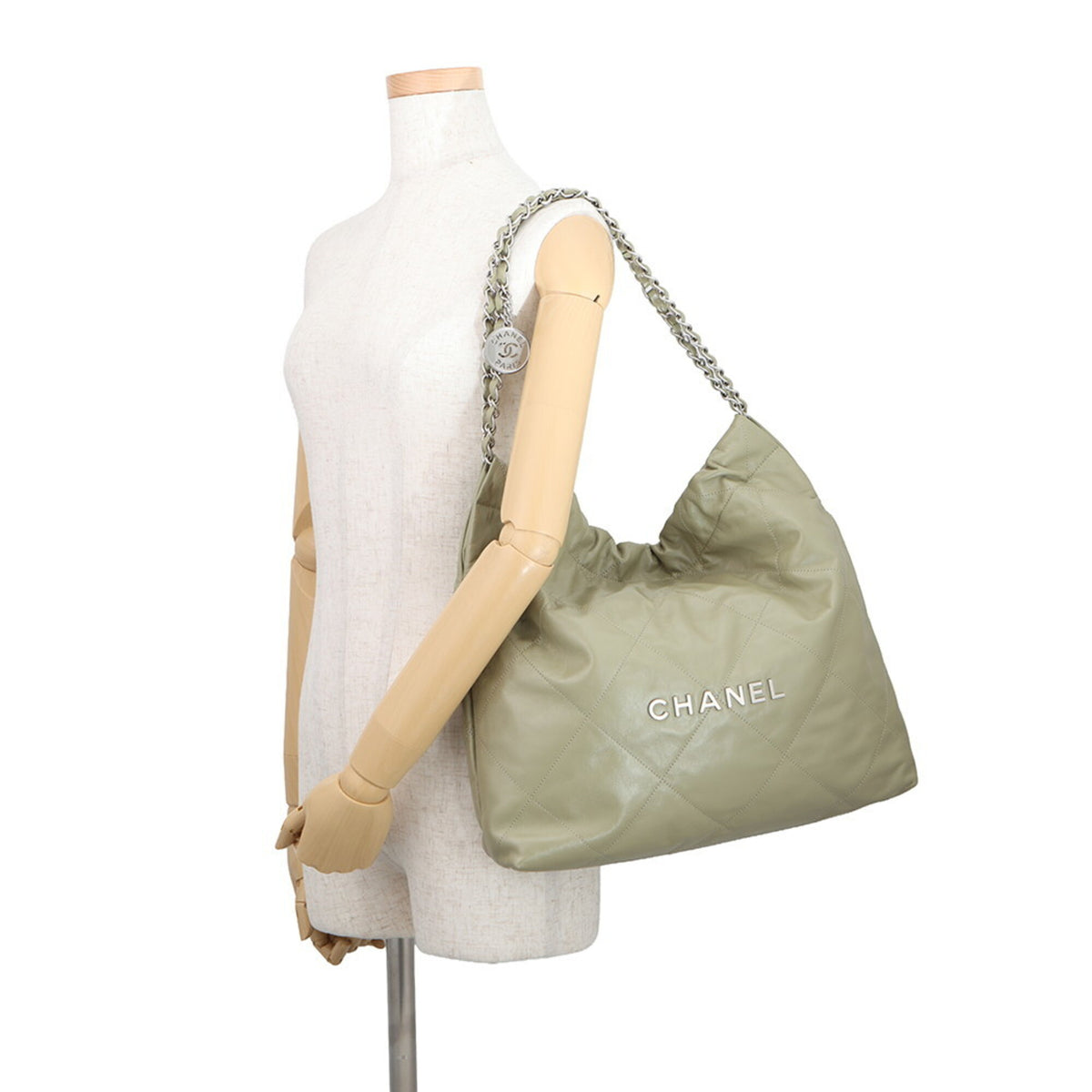 Chanel Khaki Leather Handbag (Pre-Owned)