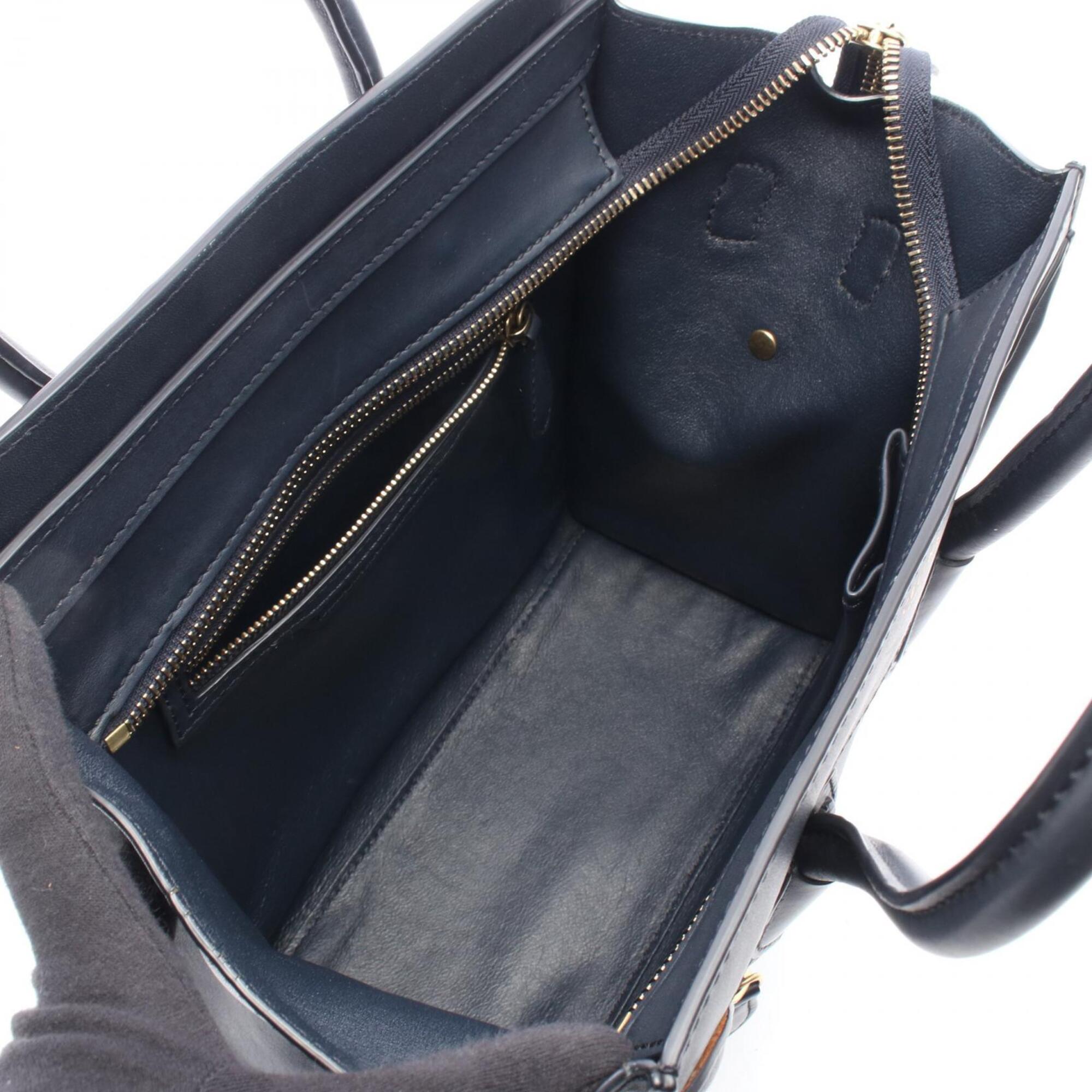 Celine Navy Leather Handbag Tote Bag (Pre-Owned)