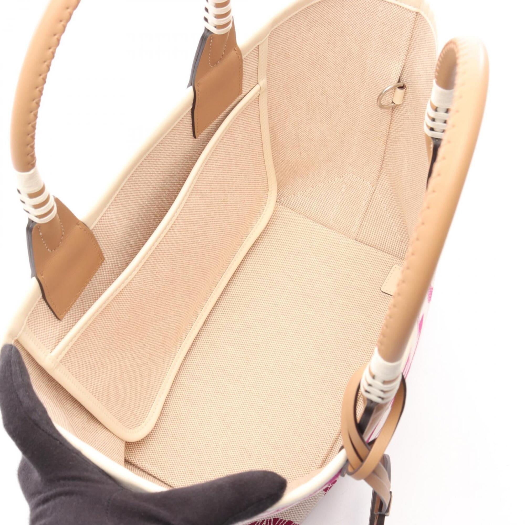 Hermes Beige Brown Purple Toile H Swift Leather Handbag Tote Bag (Pre-Owned)
