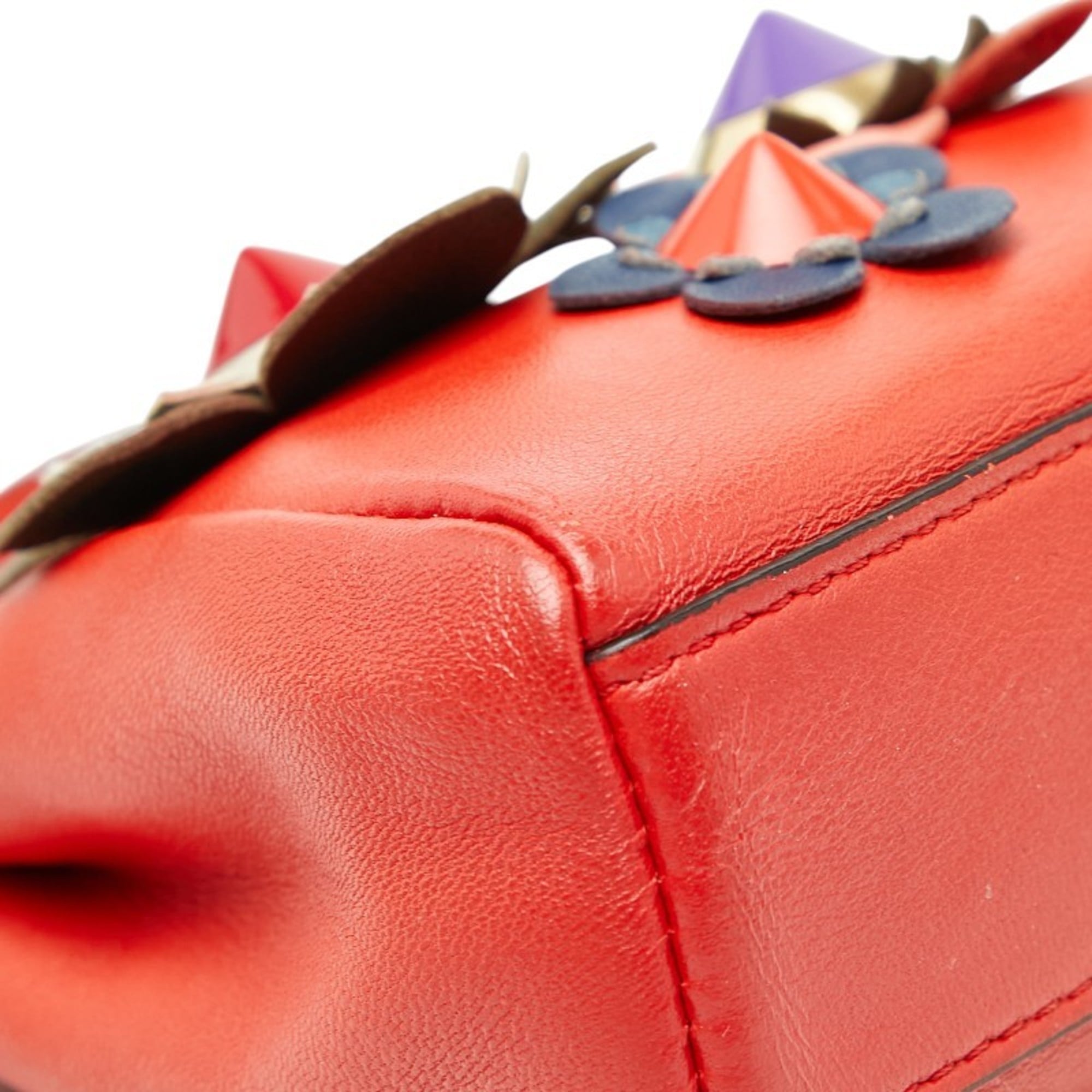 Fendi Red Color Leather Handbag Pochette Shoulder Bag (Pre-Owned)