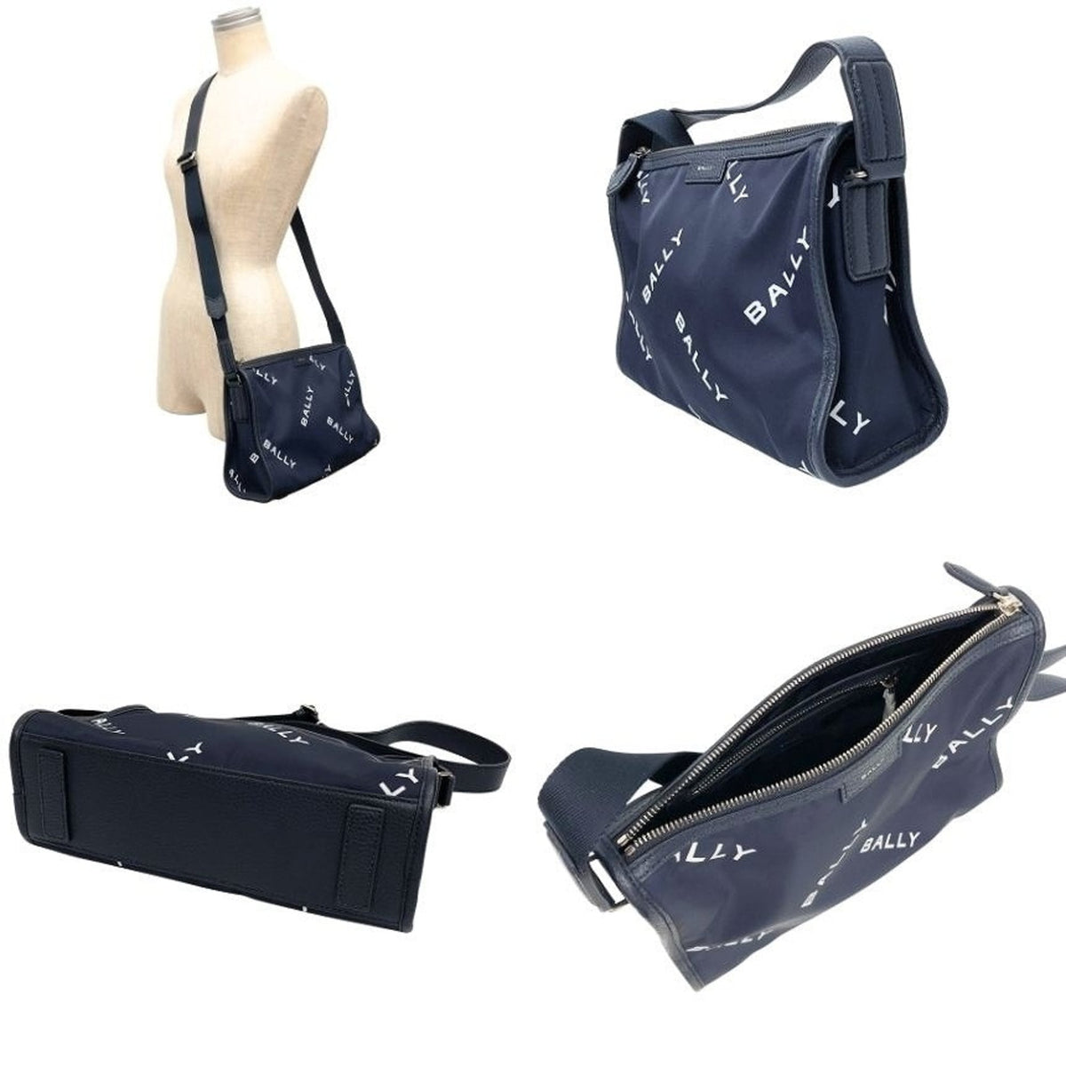 Bally Navy Nylon Messenger Bag Shoulder Bag (Pre-Owned)