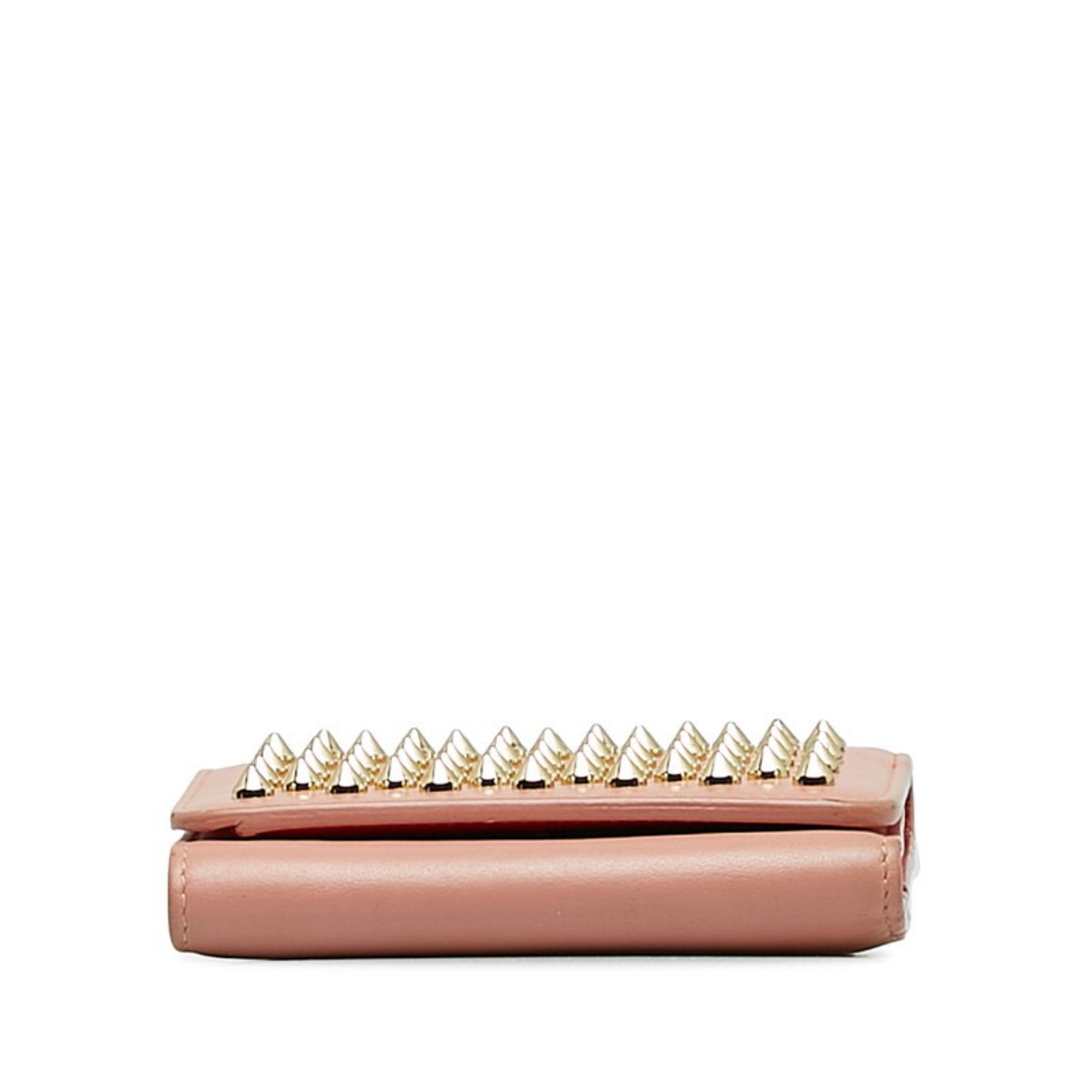 Christian Louboutin Gold Pink Leather Wallet (Tri-Fold) (Pre-Owned)