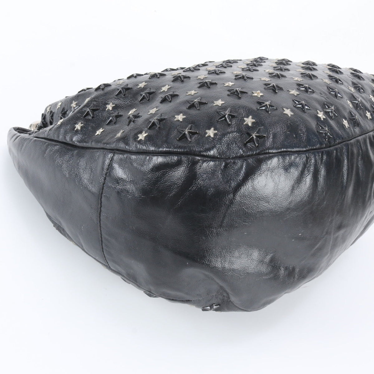 Jimmy Choo Black Silver Leather Shoulder Bag (Pre-Owned)