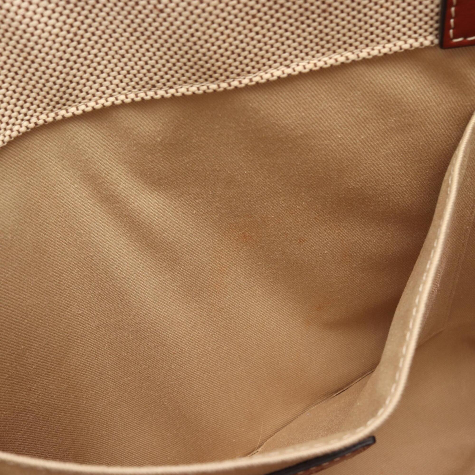 Chloé Beige Brown Canvas Leather Handbag Tote Bag (Pre-Owned)